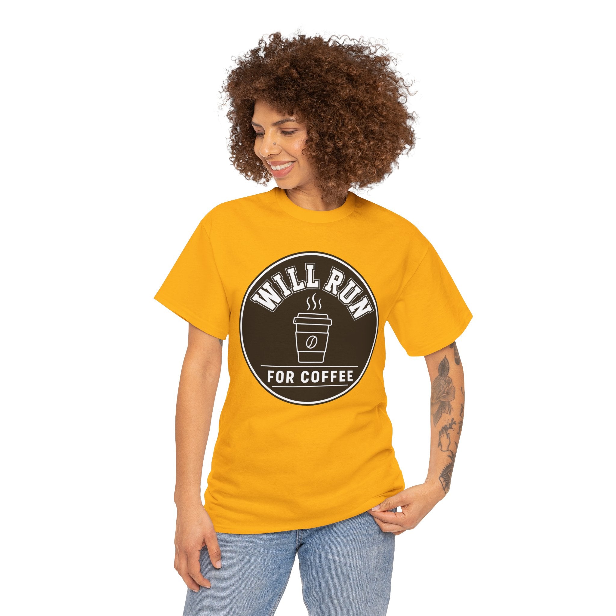 Will Run For Coffee T-Shirt – Funny Coffee Lover Running Graphic Tee