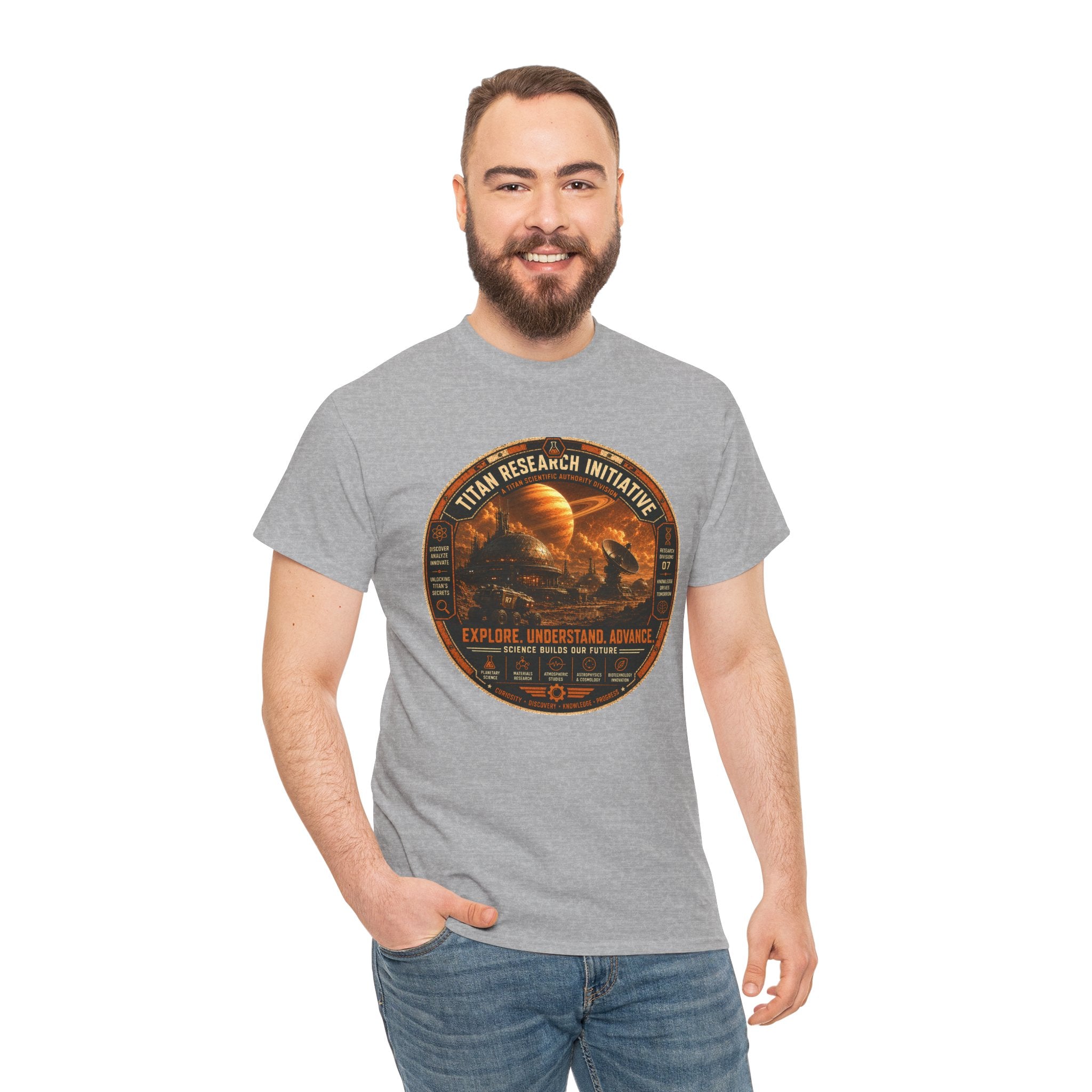 Titan Research Initiative T Shirt – Retro Sci Fi Space Exploration Graphic Tee