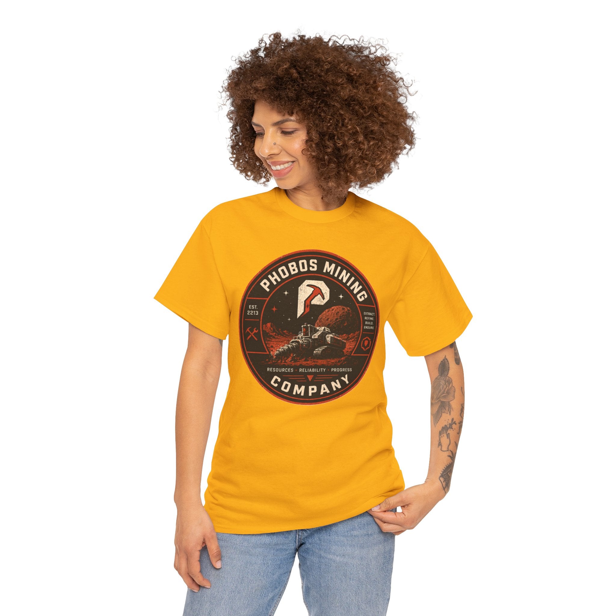 Phobos Mining Company T Shirt – Retro Sci Fi Space Mining Graphic Tee