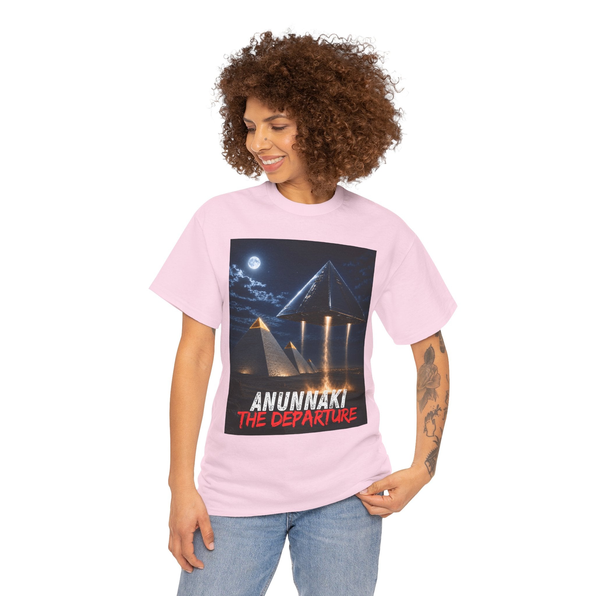 Anunnaki The Departure T-Shirt – Ancient Alien UFO Pyramid Sci-Fi Graphic Tee