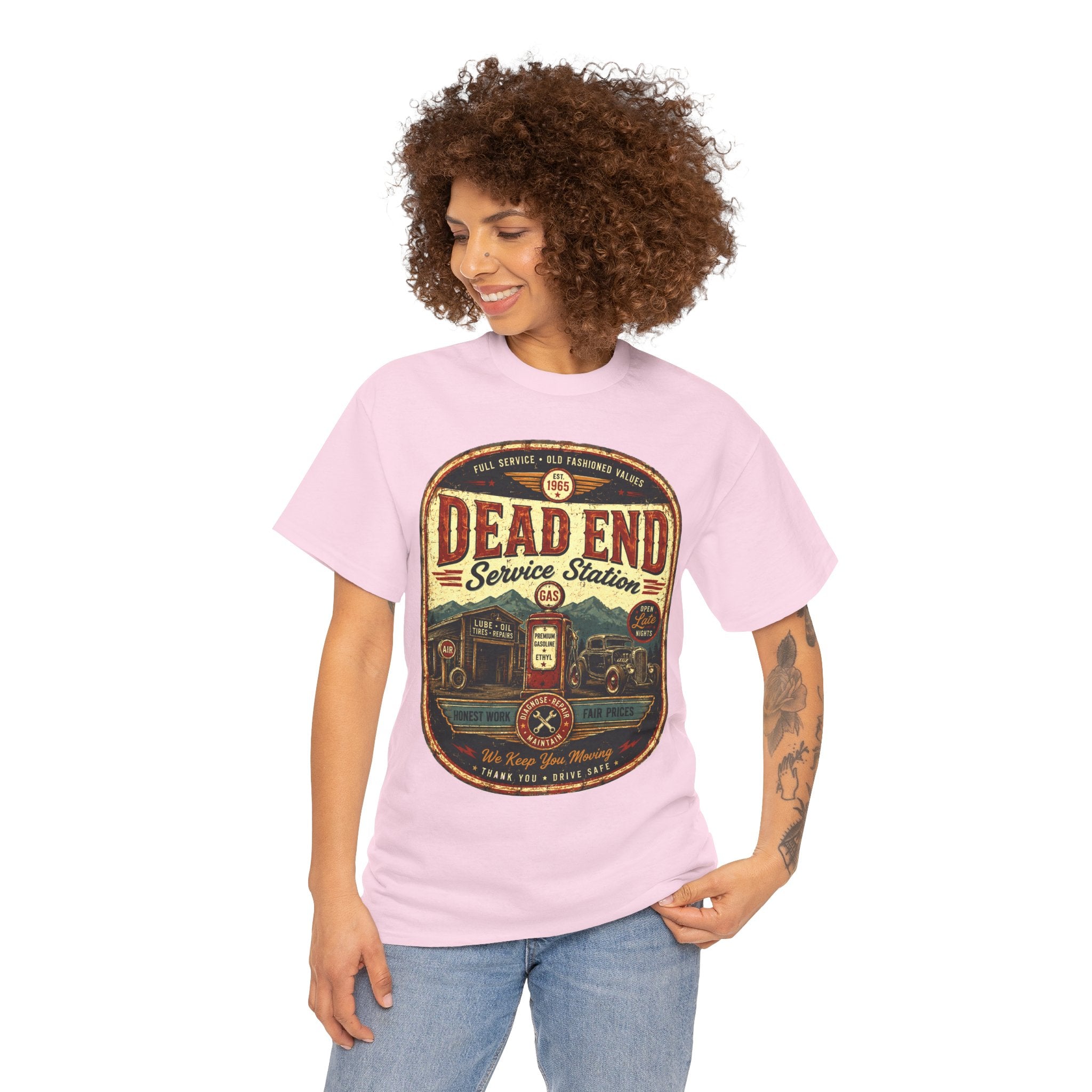 Dead End Service Station Vintage Gasoline T Shirt – Retro Garage Graphic Tee for Car Lovers
