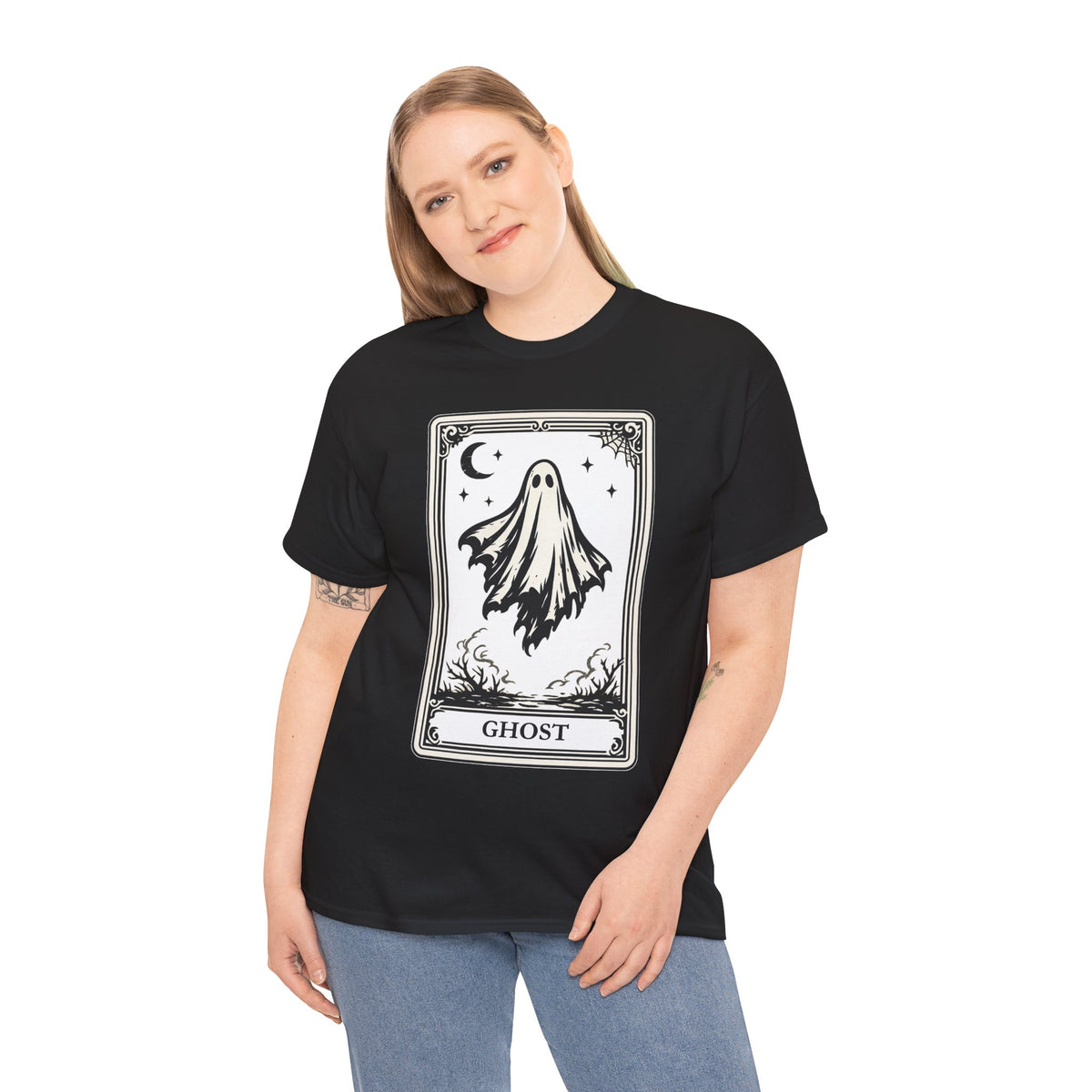 Ghost Tarot Card Halloween Graphic T-Shirt | WildOrbit
