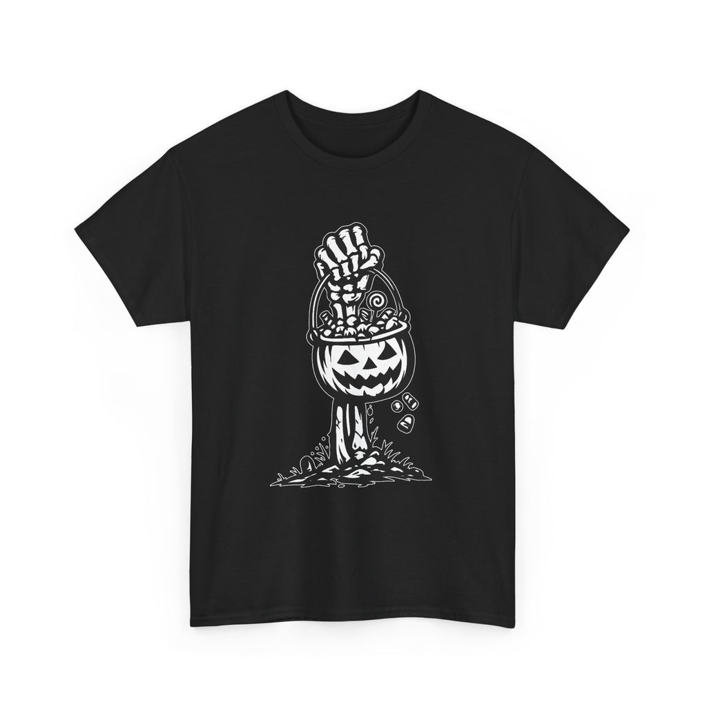 Skeleton Hand Trick or Treat Halloween Graphic T-Shirt | WildOrbit