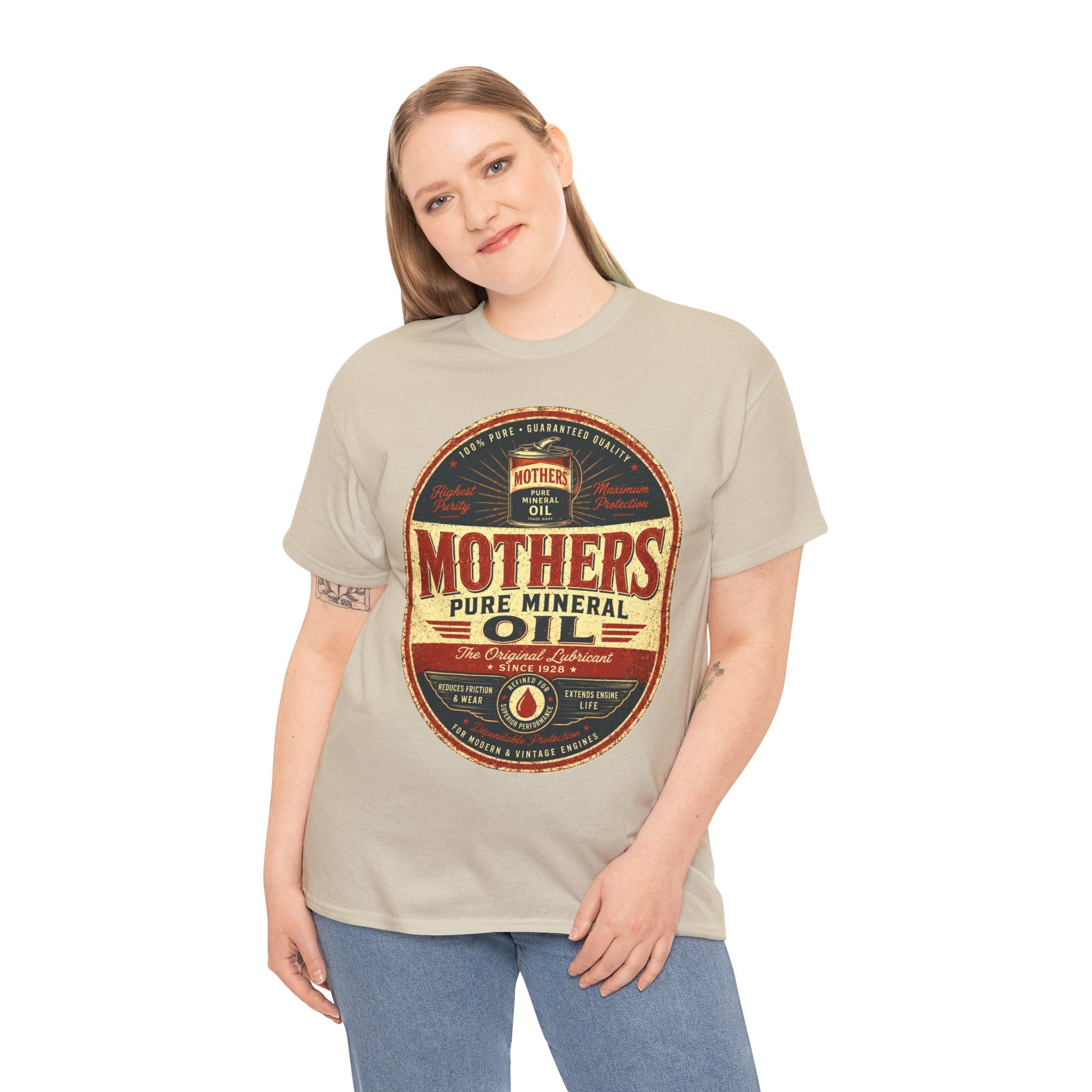 Mothers Pure Mineral Oil Vintage T Shirt – Retro Automotive Garage Graphic Tee for Car Enthusiasts