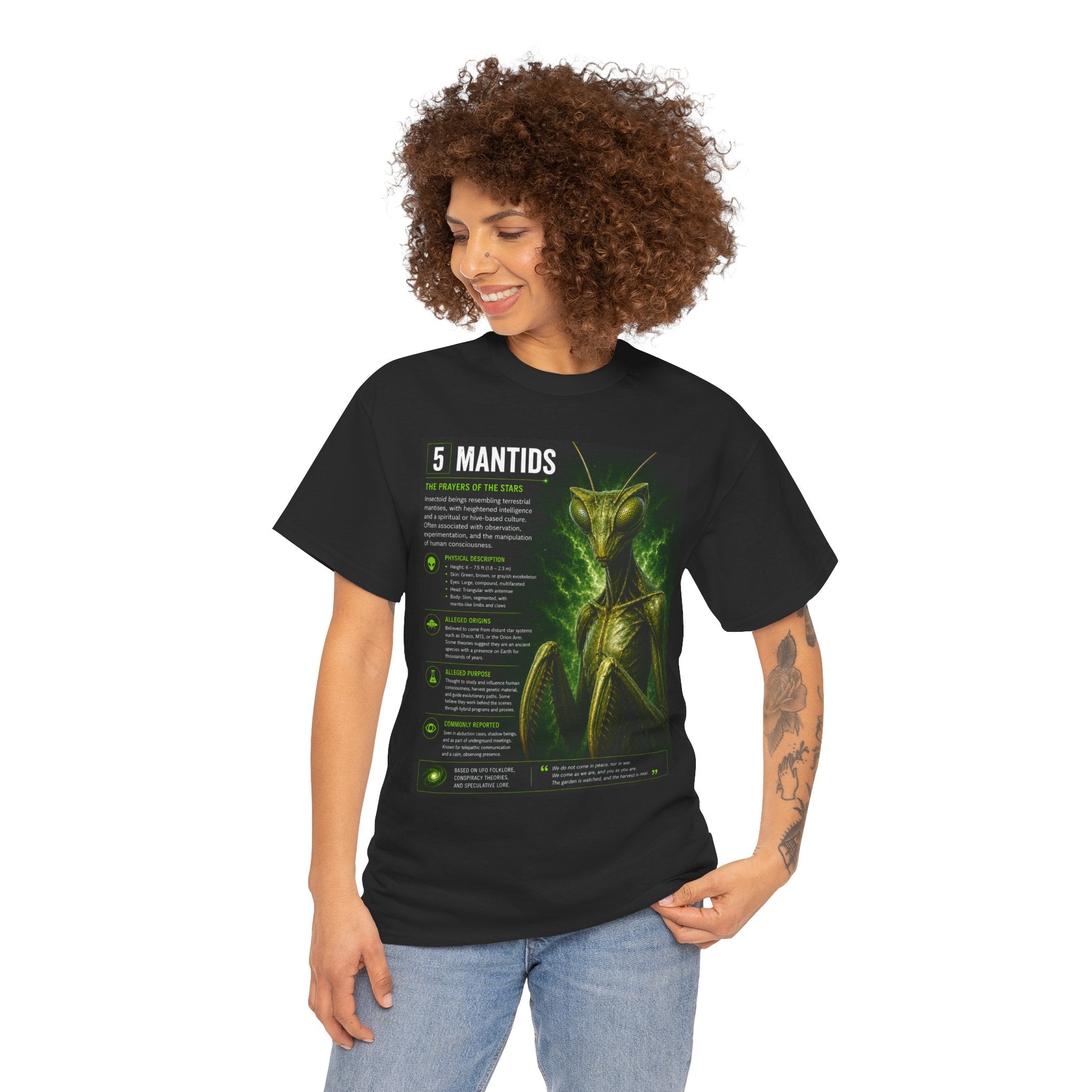 Mantids Alien T-Shirt – Ancient Aliens Mantids Sci-Fi Graphic Tee for UFO & Paranormal Fans
