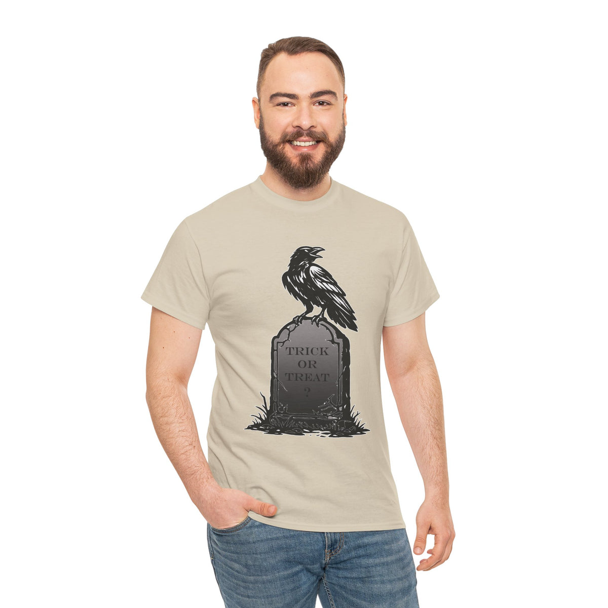 Raven Headstone Halloween Graphic T-Shirt | WildOrbit