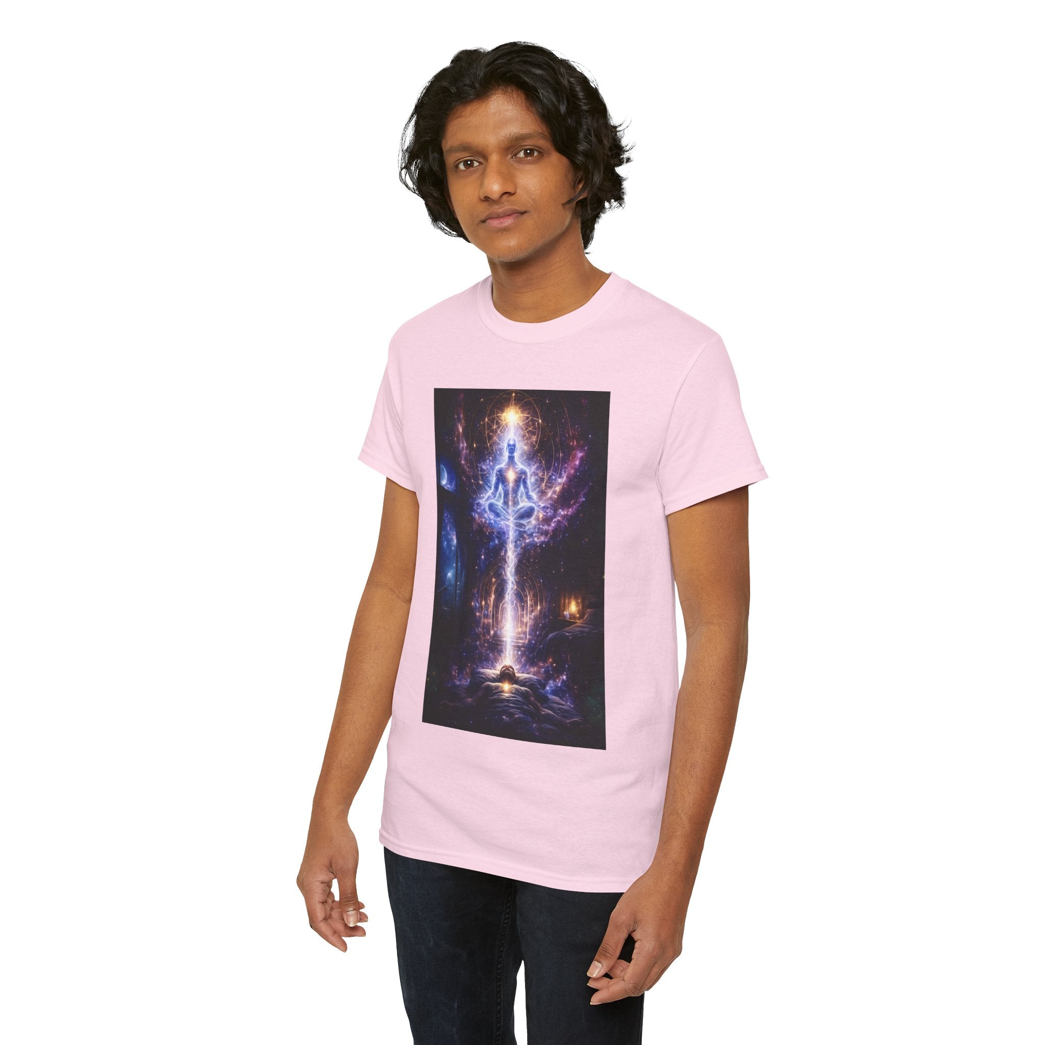 The Observer Spiritual Ascension T Shirt – Cosmic Meditation & Aura Art Graphic Tee