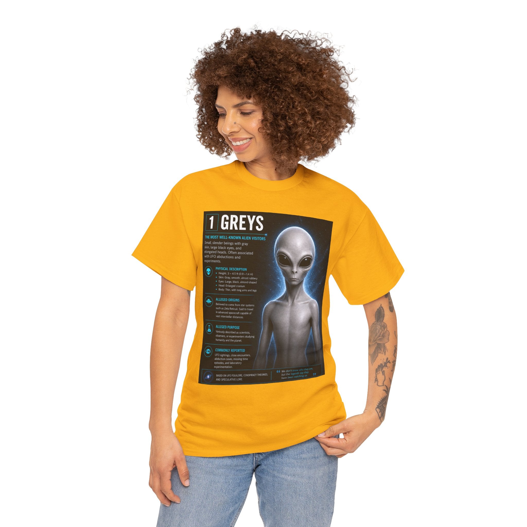 Grey Alien Species Guide T-Shirt – Vintage UFO Conspiracy Graphic Tee | Ancient Aliens Shirt
