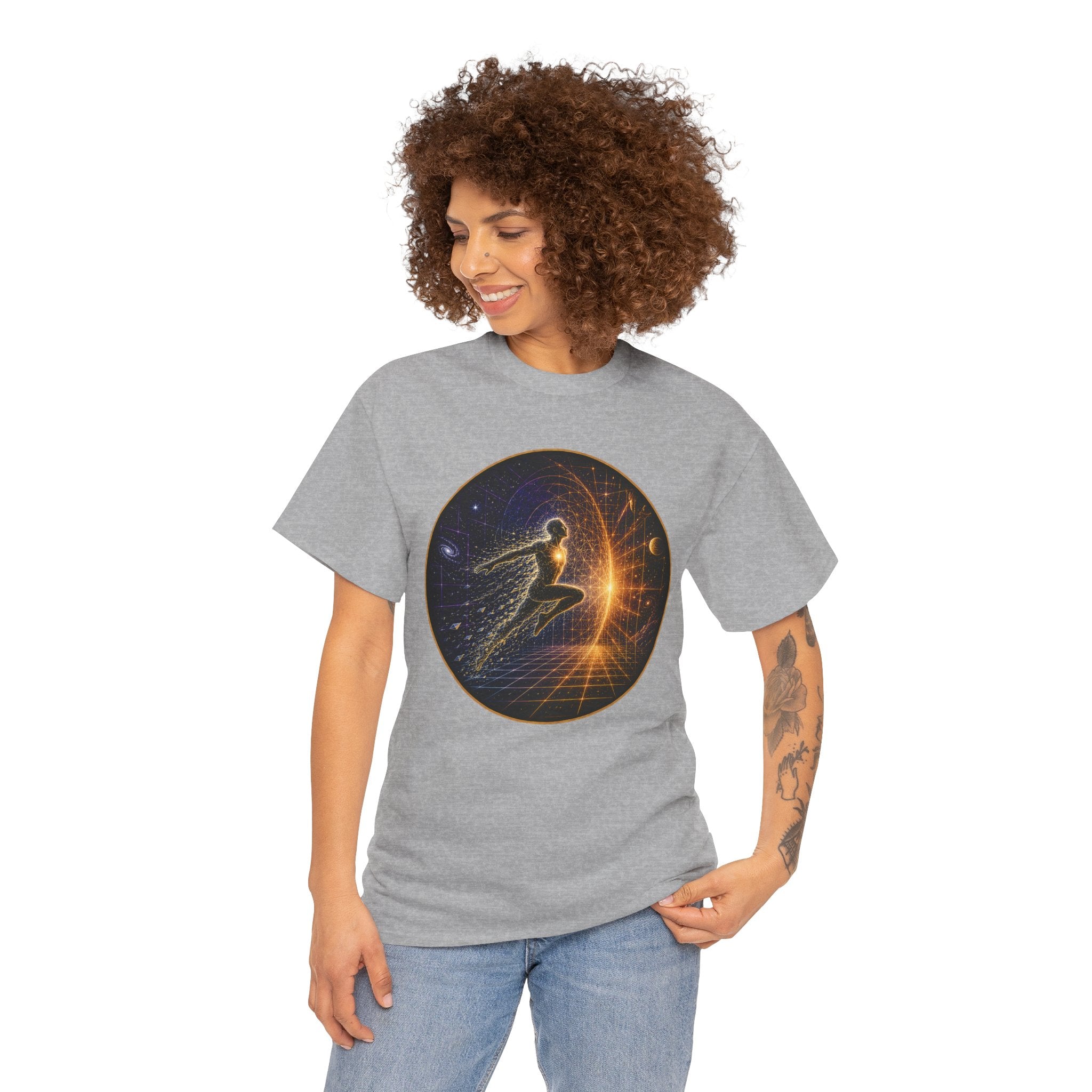 Quantum Leap Illustrated T-Shirt – Cosmic Transformation Graphic Tee