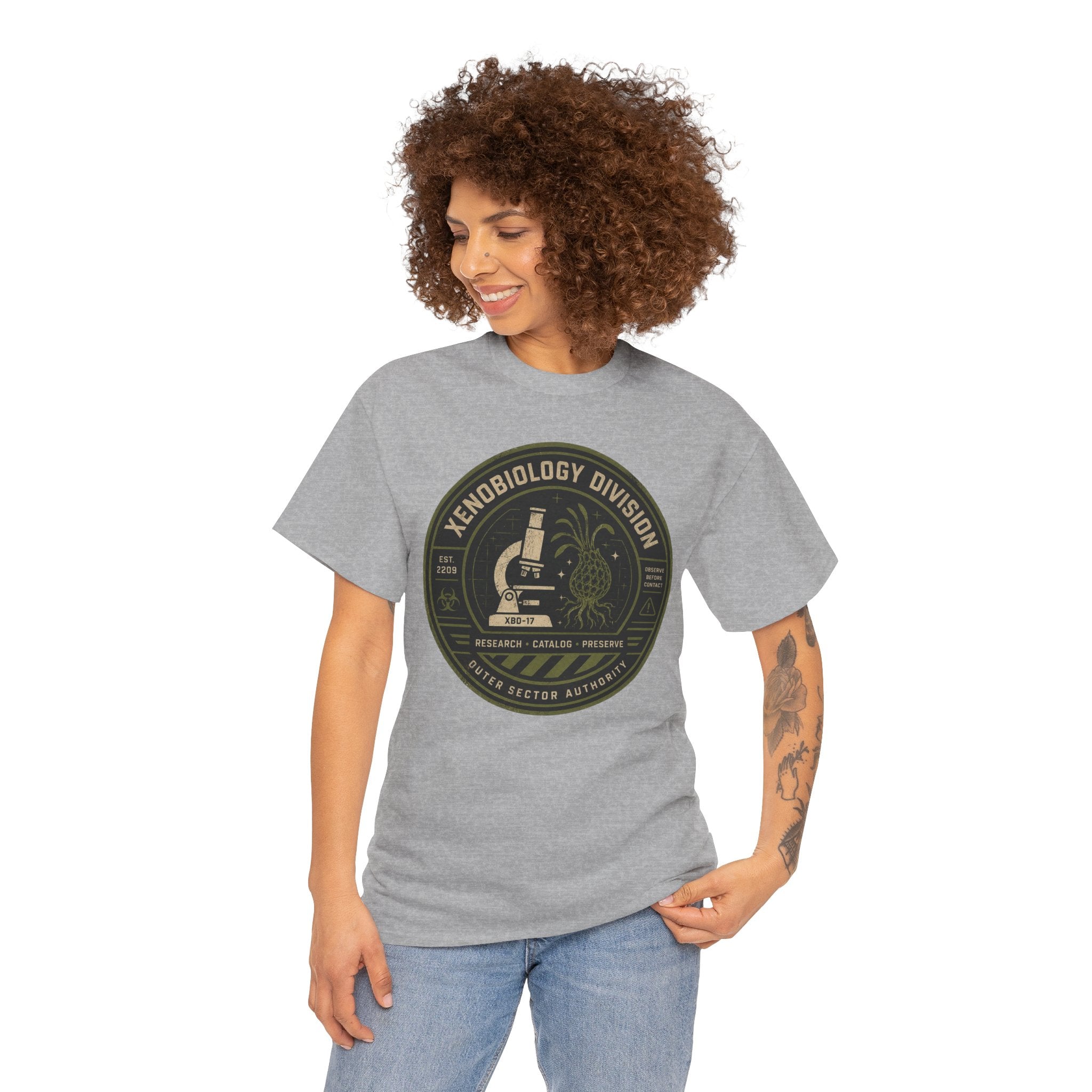 Xenobiology Division T Shirt – Retro Sci Fi Microbiology Research Graphic Tee