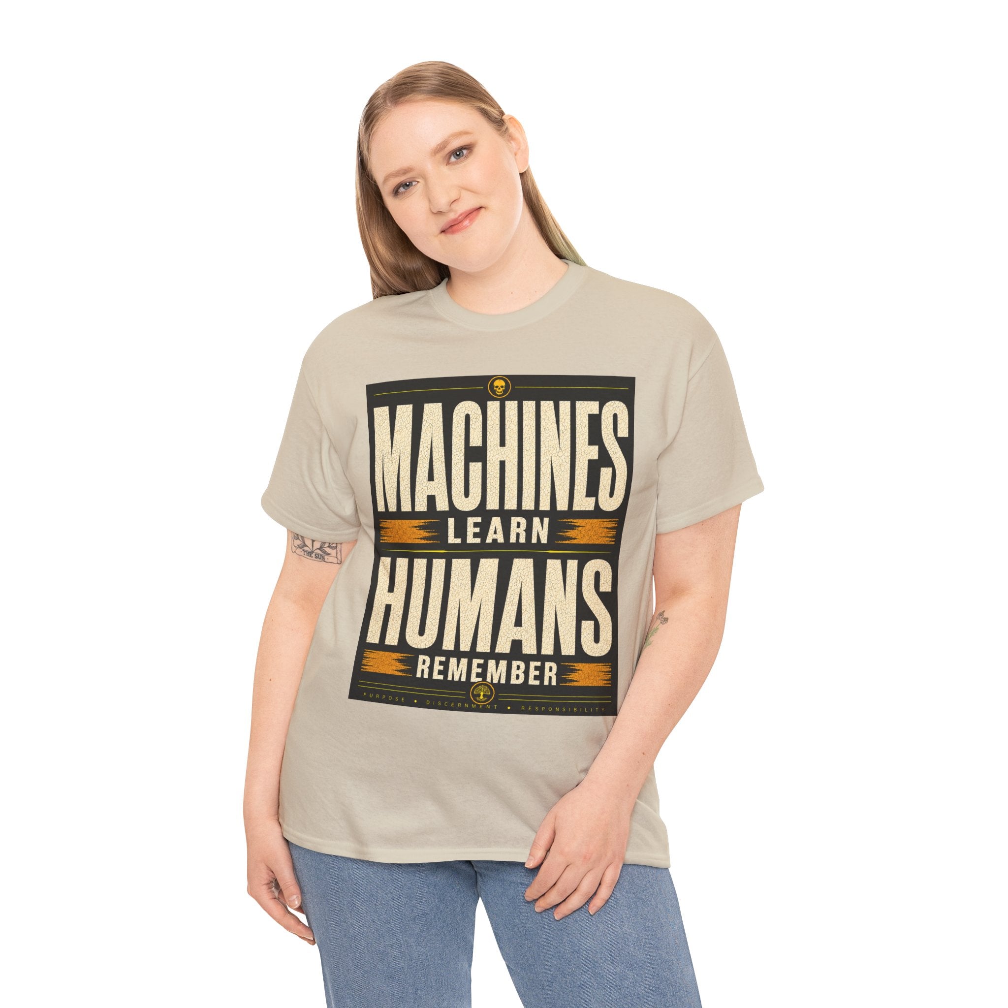 Machines Learn Humans Remember T Shirt – Retro AI Philosophy Graphic Tee