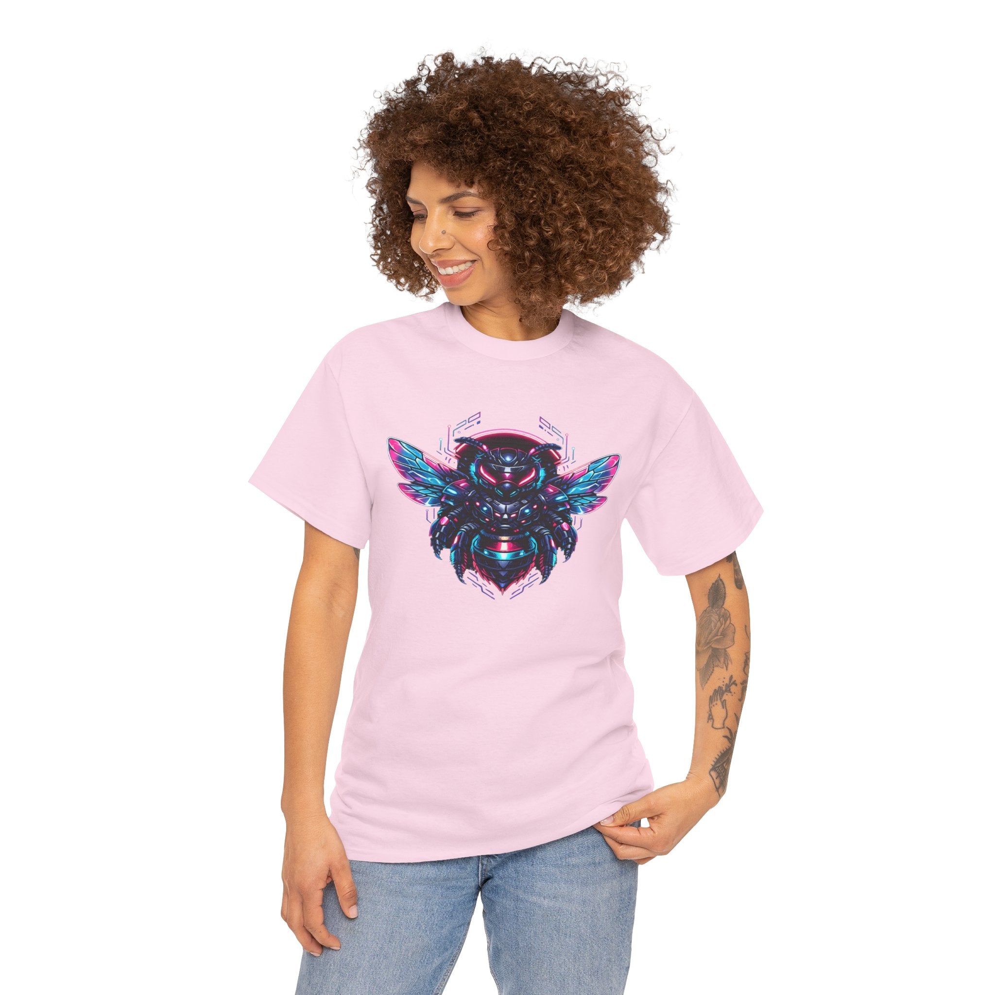 Cyberpunk Bee T Shirt – Neon Futuristic Bee Graphic Tee