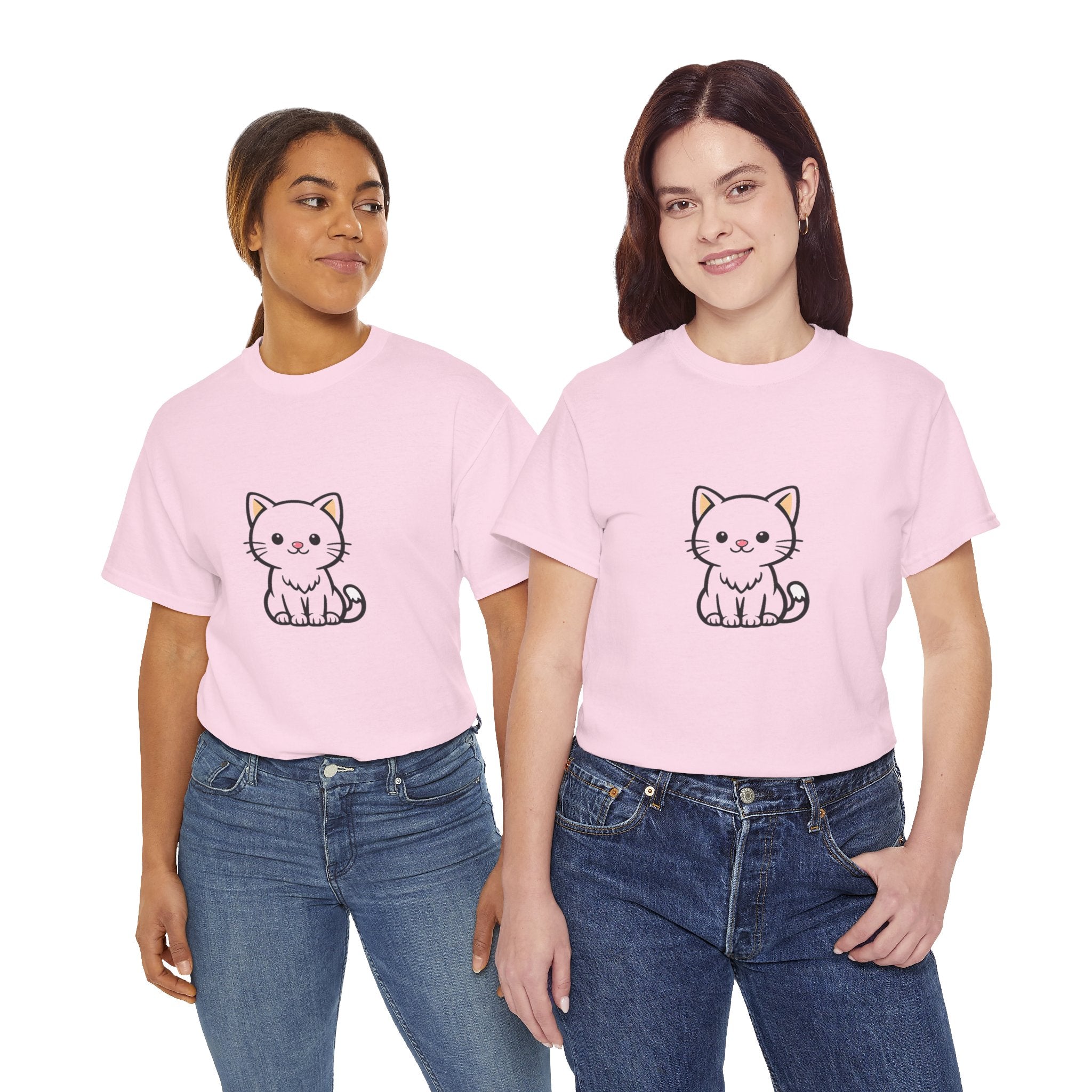 Cute Kawaii Kitten T Shirt – Minimal Cat Graphic Tee for Cat Lovers