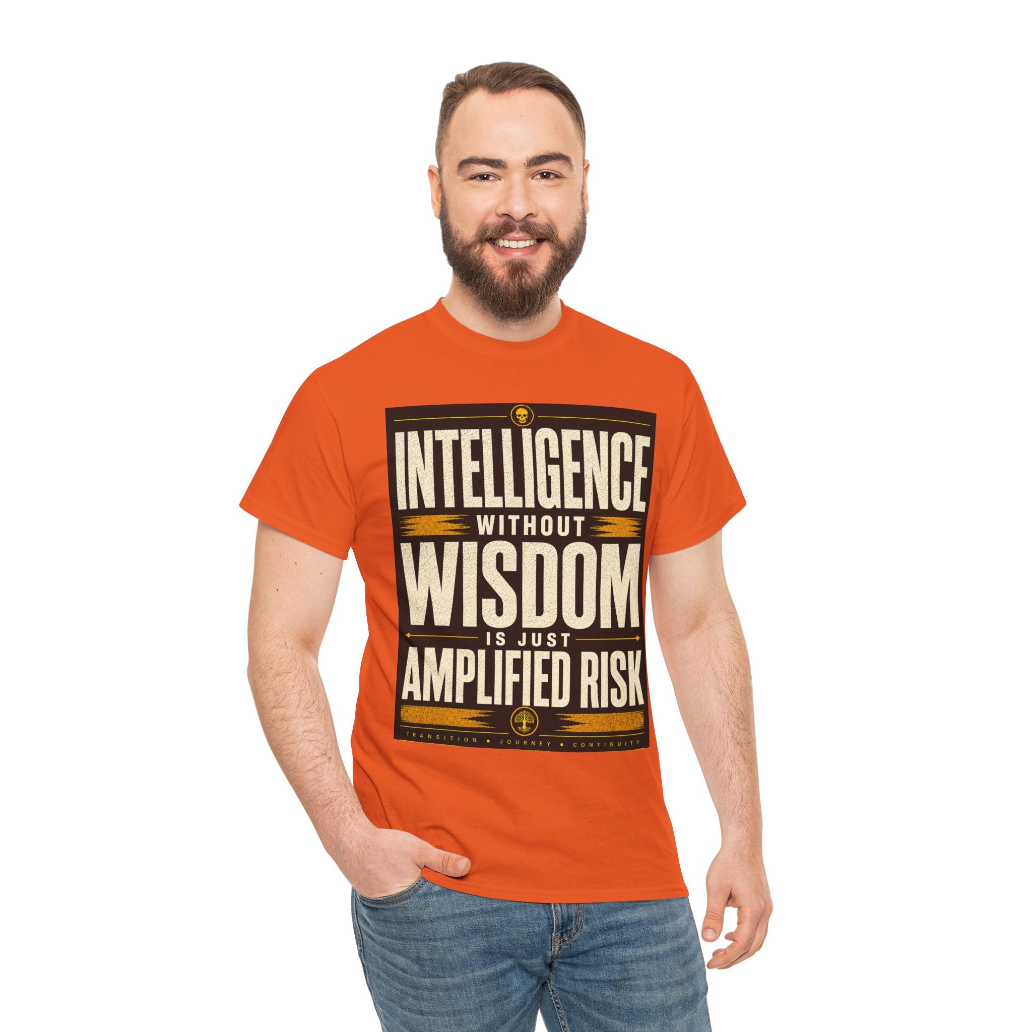 Intelligence Without Wisdom Is Just Amplified Risk T Shirt – Retro Philosophy Quote Graphic Tee