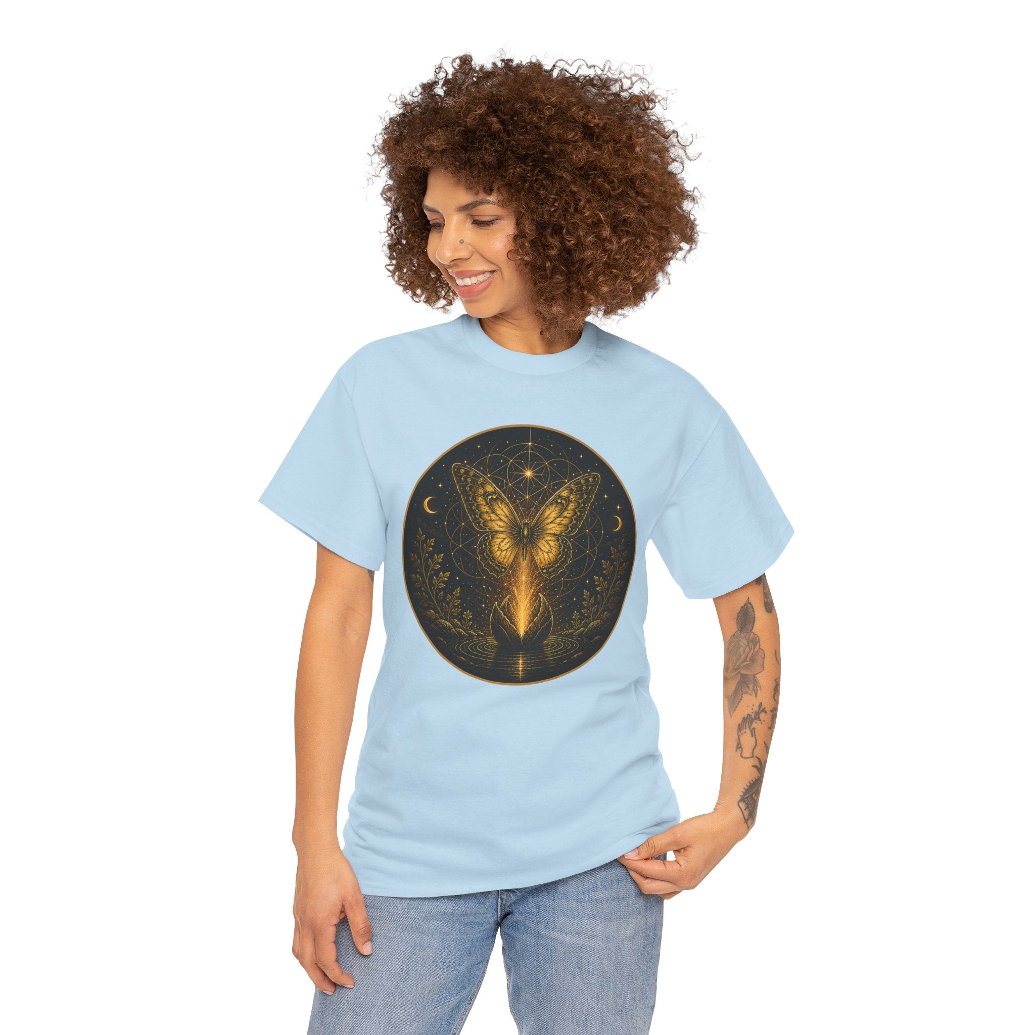 Transform in Truth Butterfly Illustration T-Shirt – Metamorphosis Sacred Geometry Graphic Tee