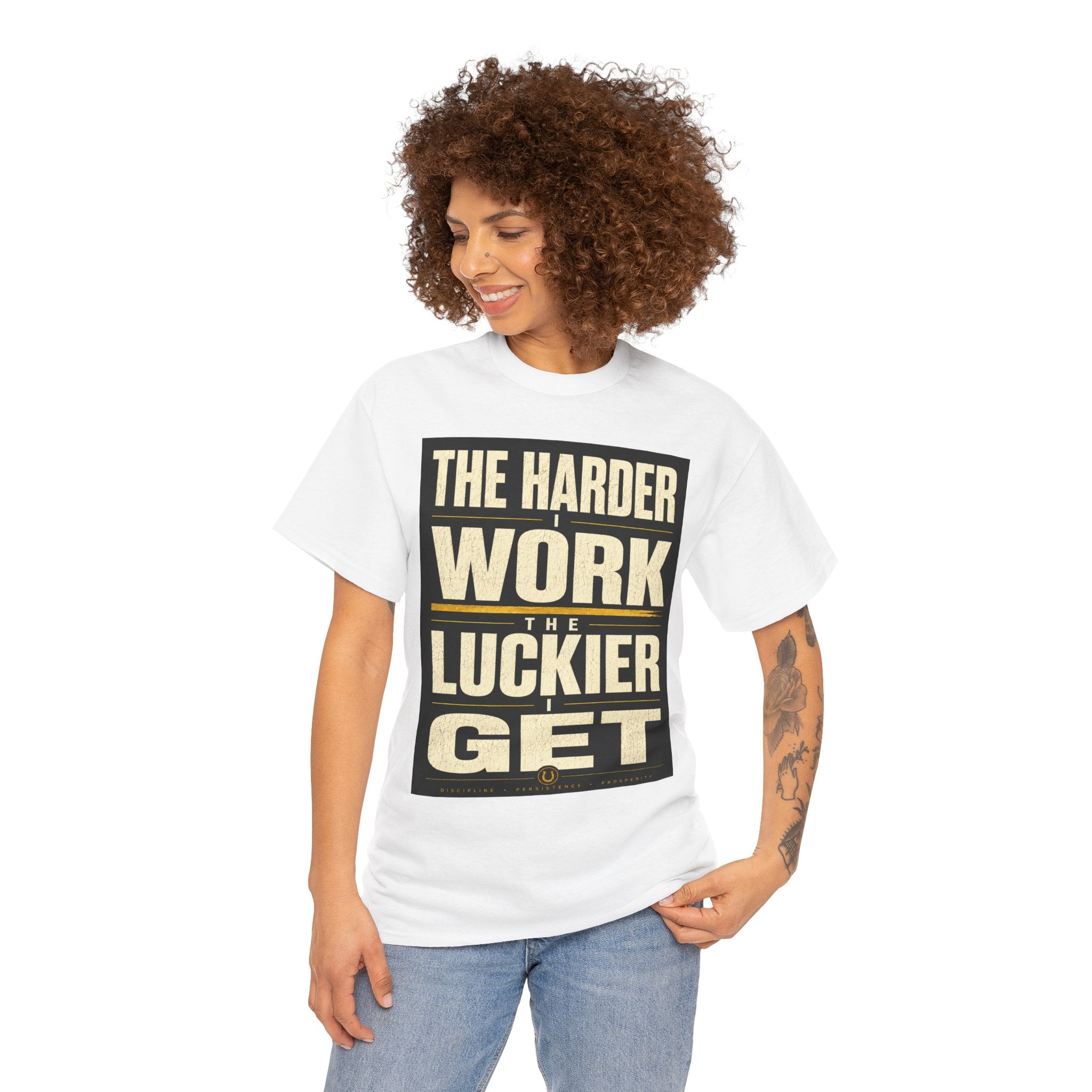 The Harder I Work The Luckier I Get T-Shirt – Motivational Success Quote Graphic Tee