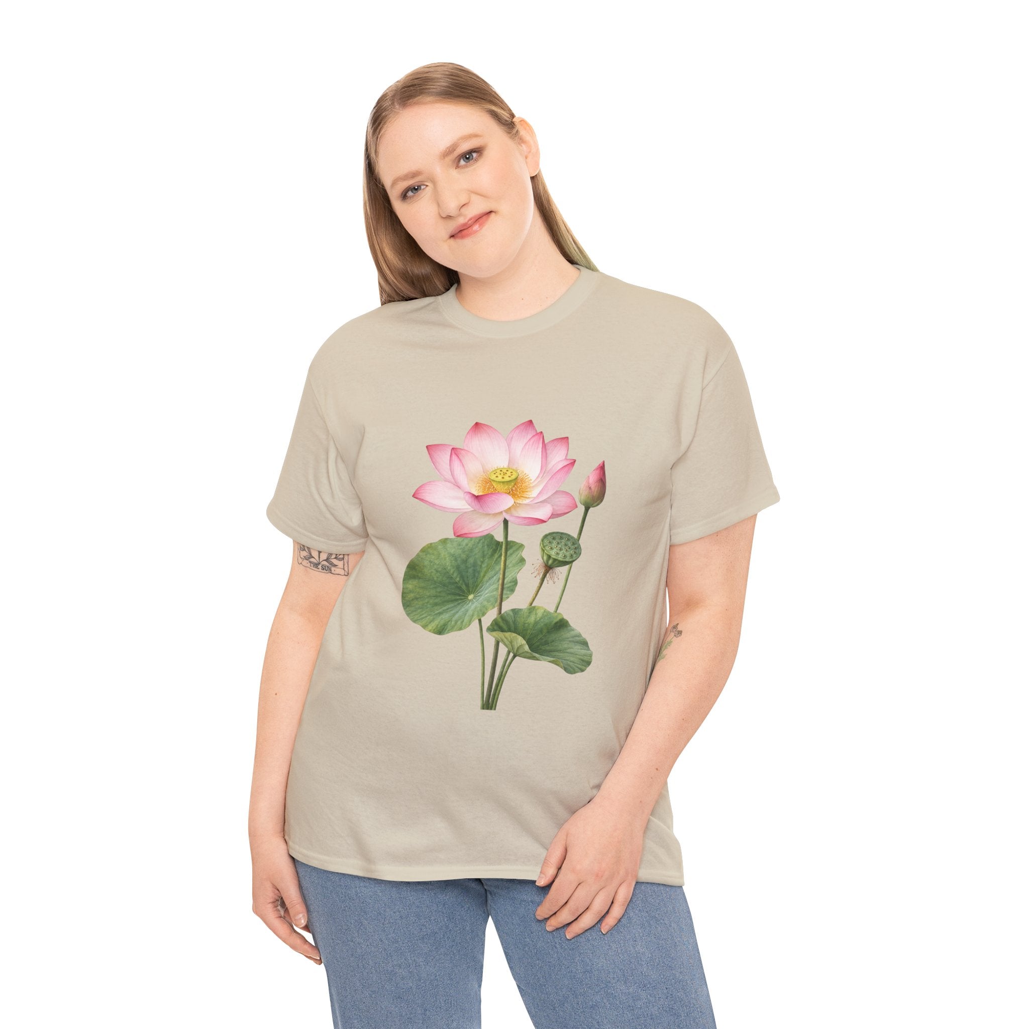 Pink Lotus Flower T Shirt – Botanical Floral Graphic Tee for Yoga, Meditation & Nature Lovers