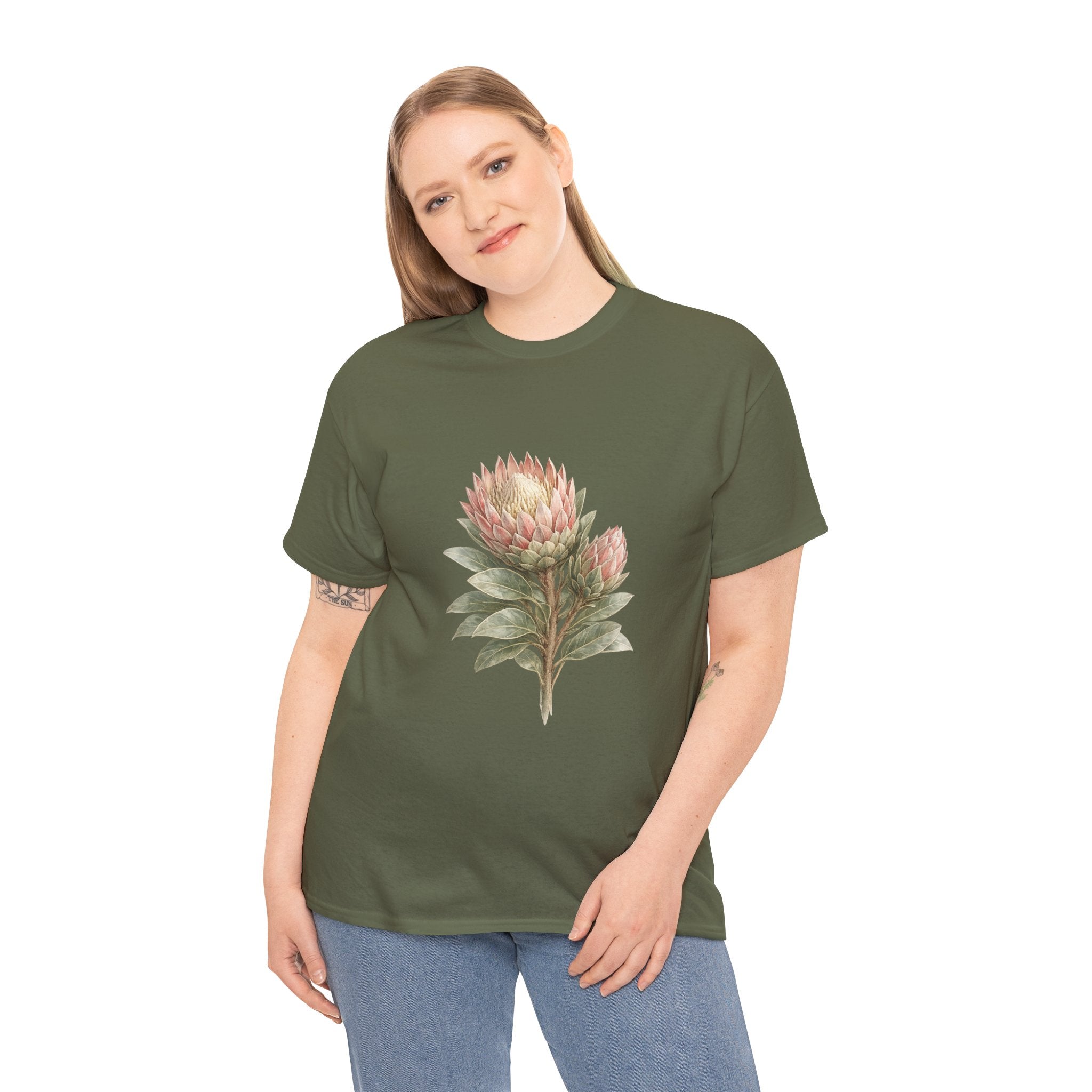Protea Flower T-Shirt – Vintage Botanical Floral Graphic Tee for Nature & Cottagecore Style