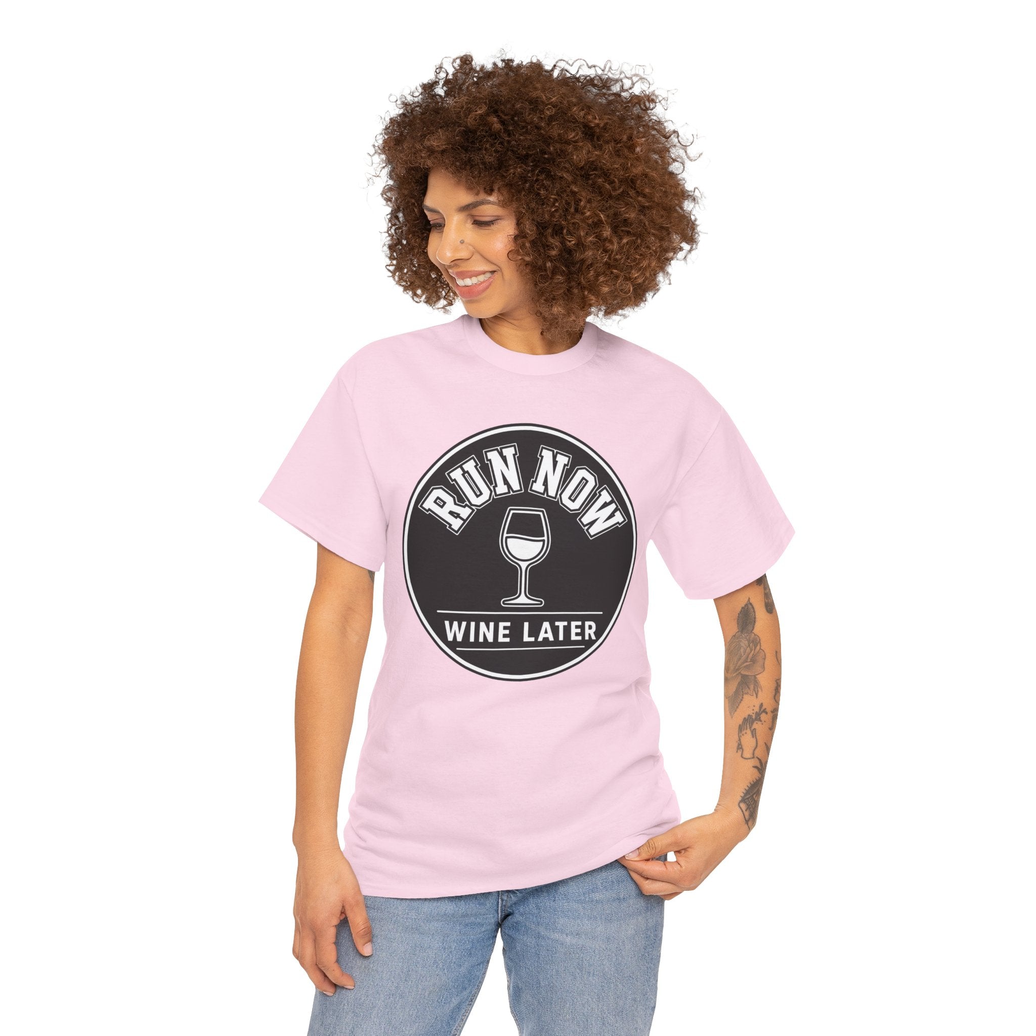 Run Now Wine Later T-Shirt – Funny Running Graphic Tee for Wine Lovers
