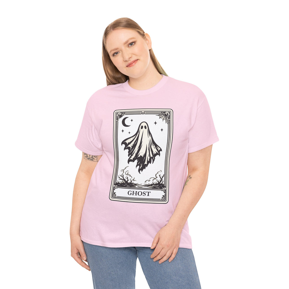 Ghost Tarot Card Halloween Graphic T-Shirt | WildOrbit
