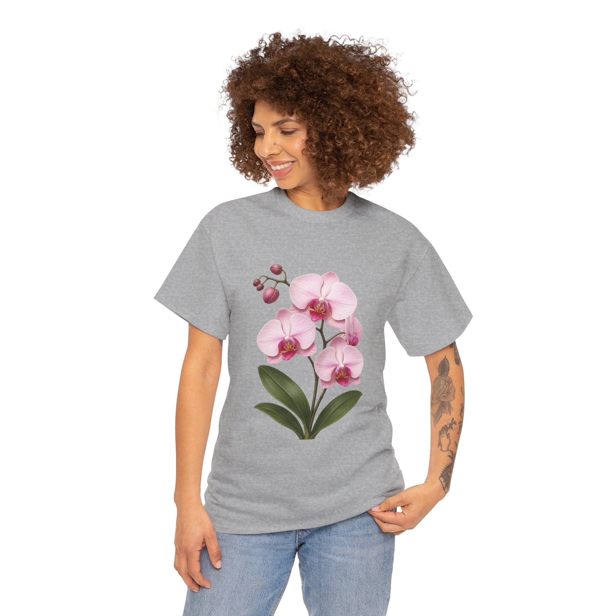 Pink Orchid Flower T Shirt – Elegant Botanical Floral Graphic Tee for Nature Lovers