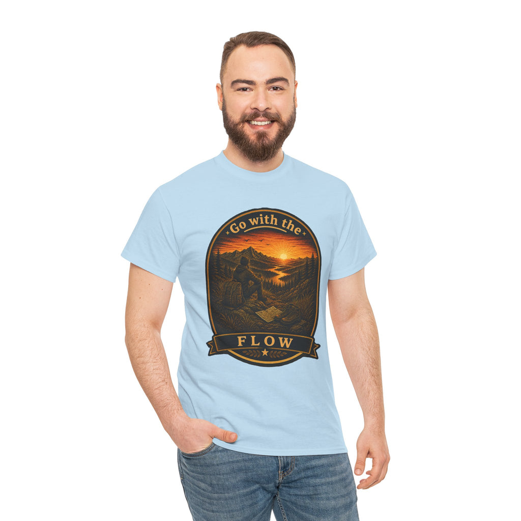Go With the Flow Hiking T Shirt – Vintage Mountain Adventure Outdoor Graphic Tee
