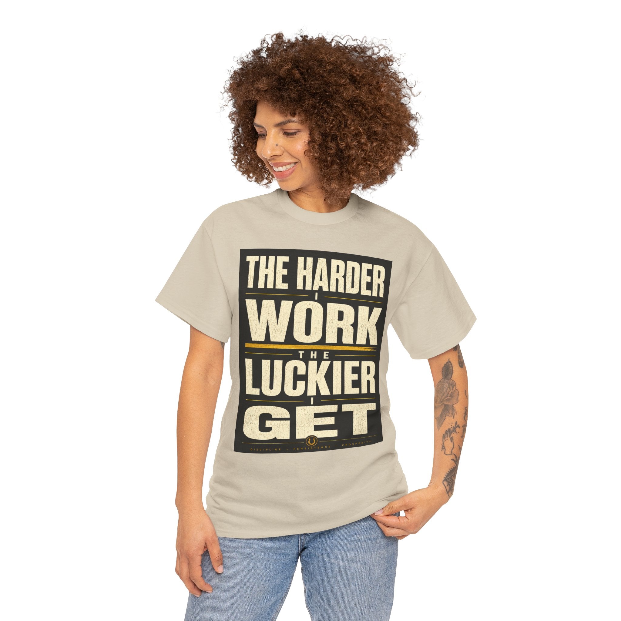 The Harder I Work The Luckier I Get T-Shirt – Motivational Success Quote Graphic Tee