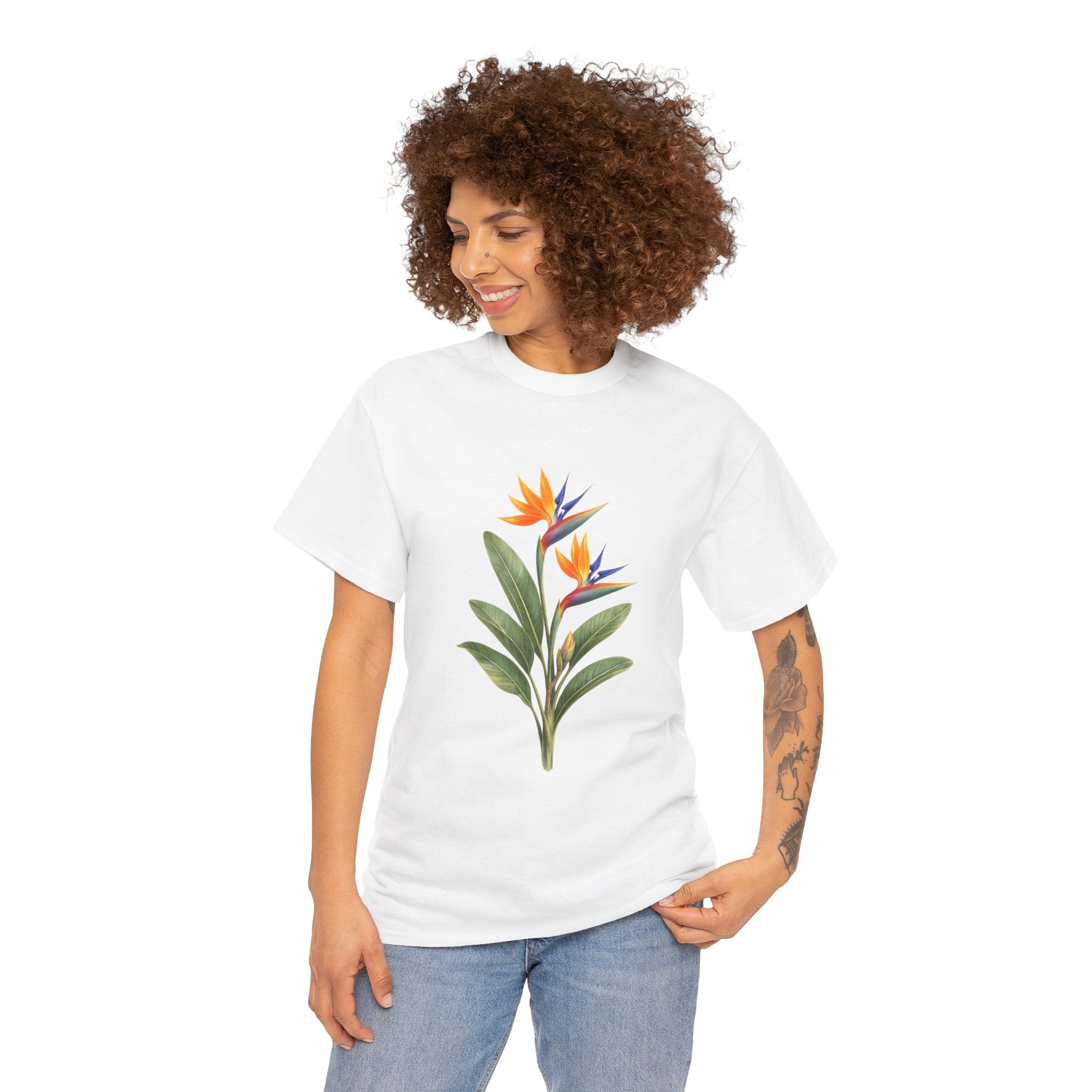 Bird of Paradise Flower T-Shirt – Tropical Botanical Graphic Tee for Summer & Island Style
