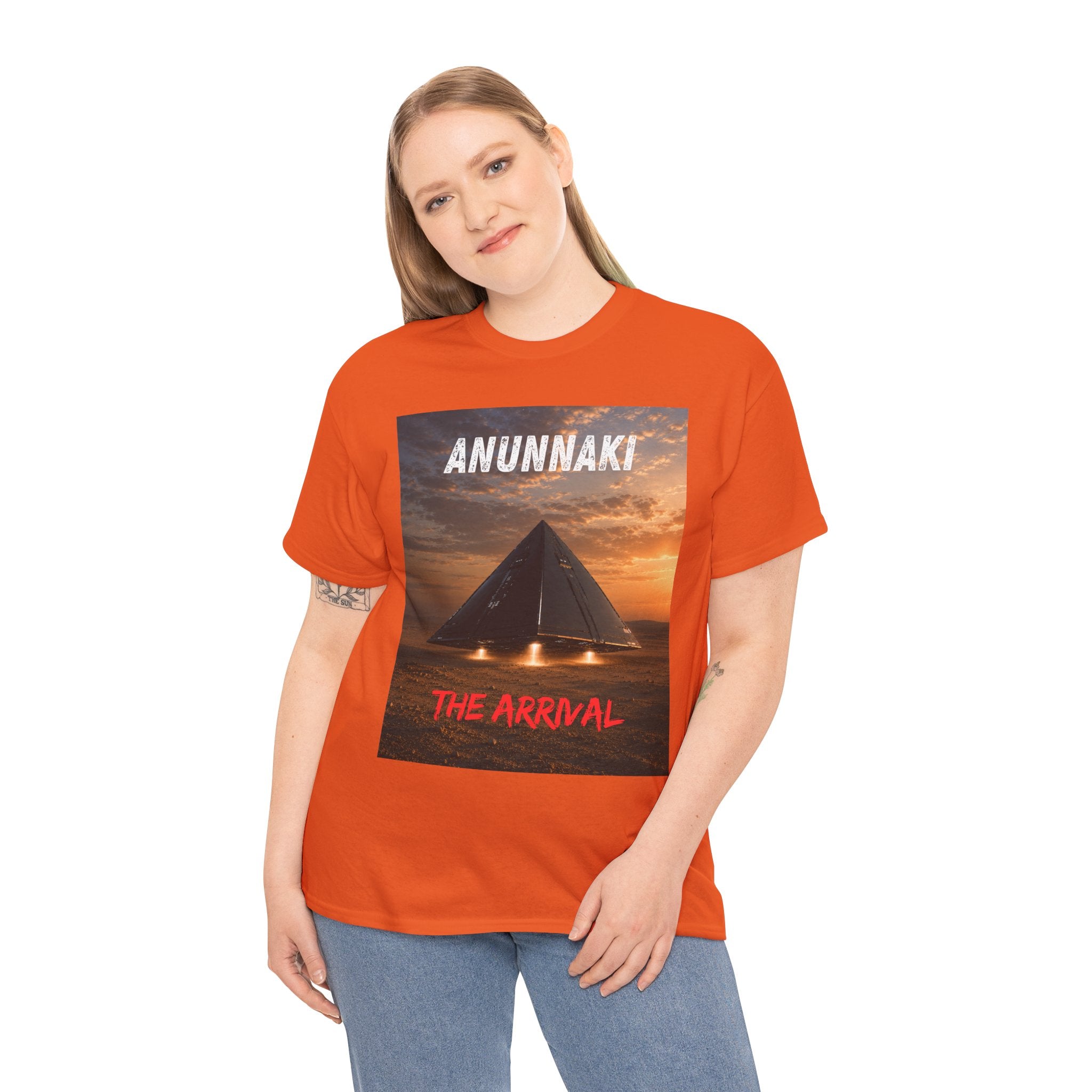 Anunnaki Arrival T Shirt – Ancient Alien Pyramid UFO Graphic Tee Inspired by Sumerian Legends