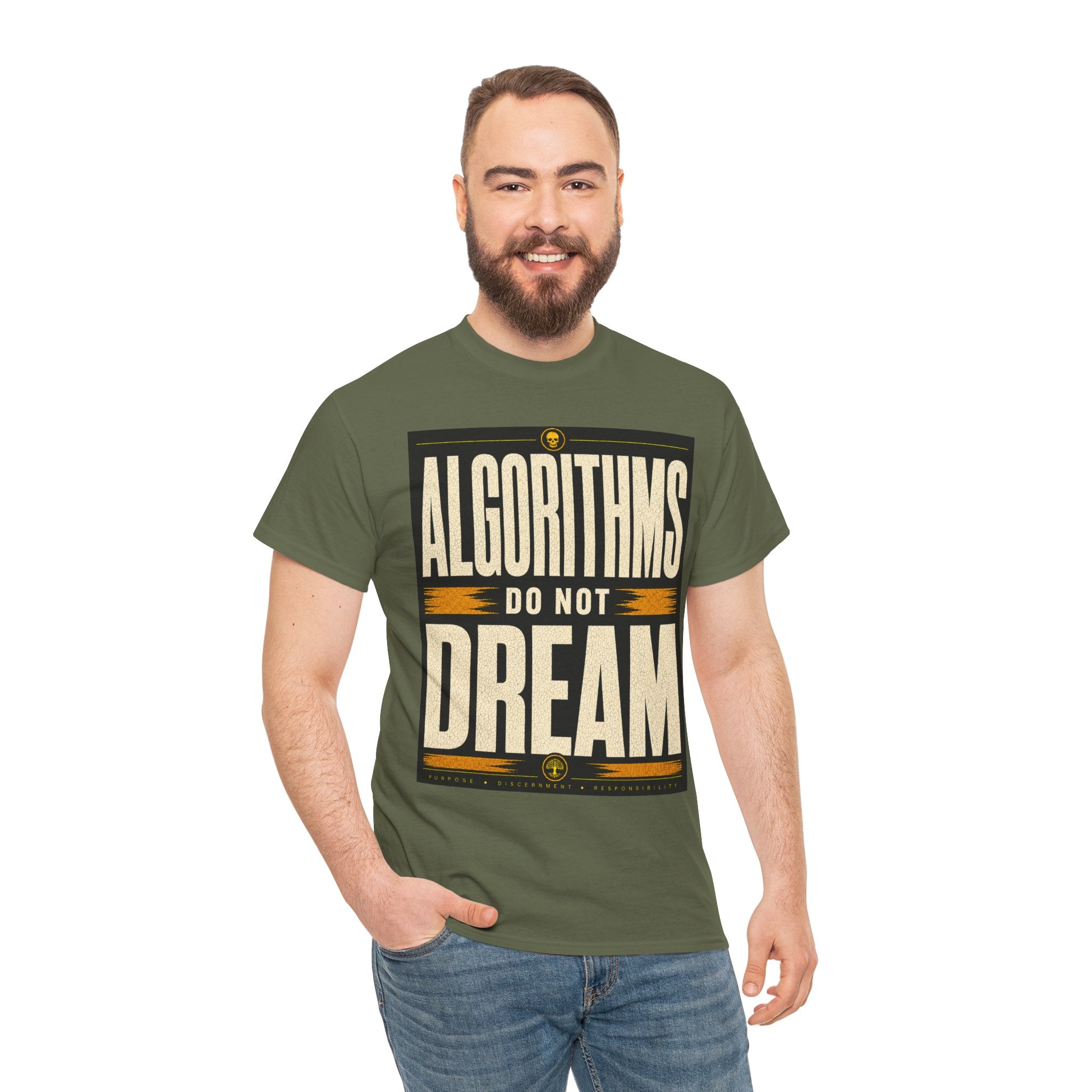 Algorithms Do Not Dream T Shirt – Retro AI Philosophy Graphic Tee
