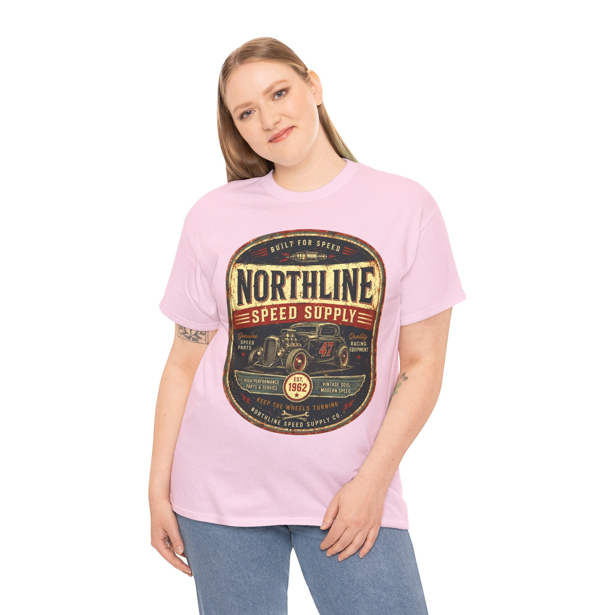 Northline Speed Supply Vintage Racing T-Shirt – Retro Hot Rod Automotive Graphic Tee for Car Enthusiasts