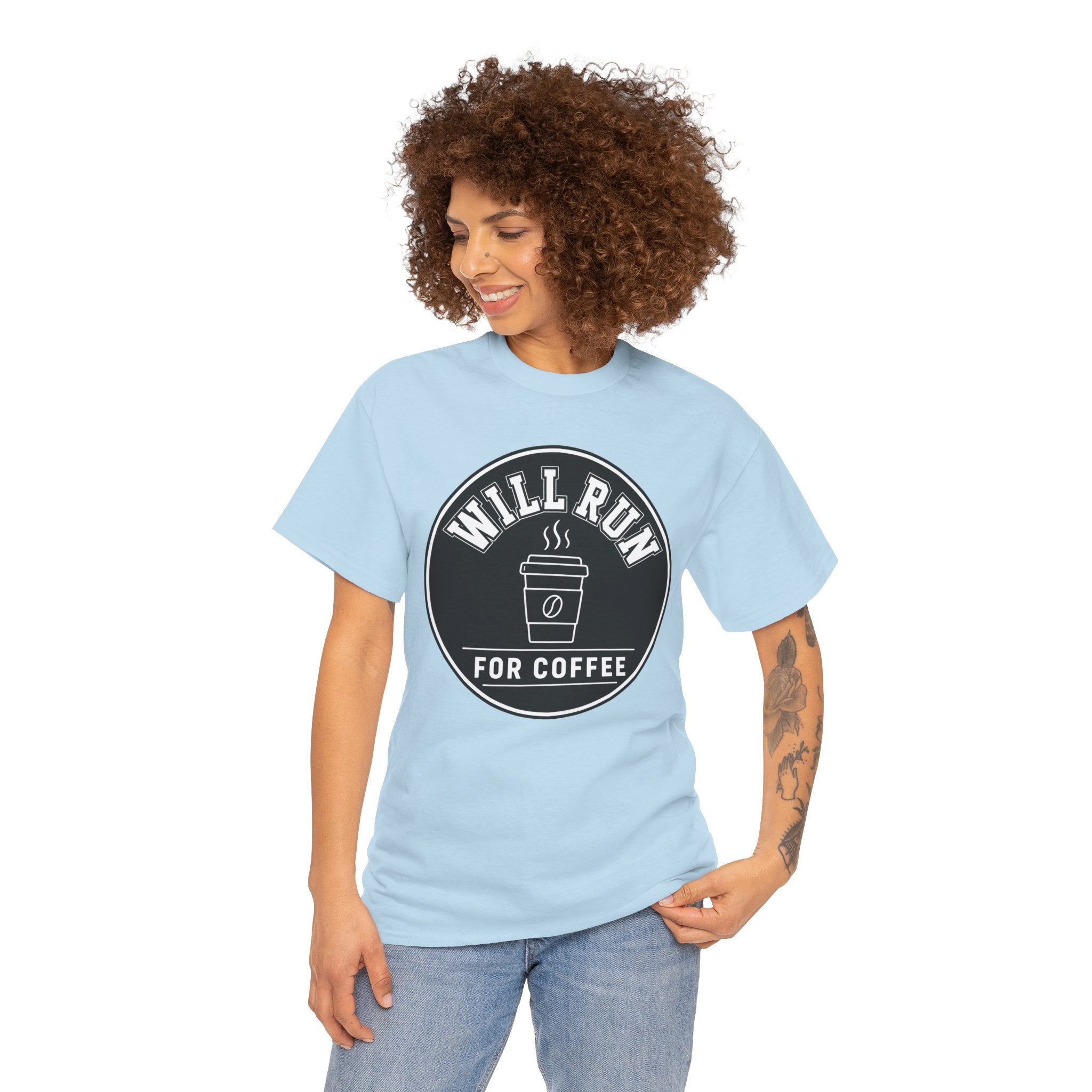 Will Run For Coffee T-Shirt – Funny Coffee Lover Running Graphic Tee