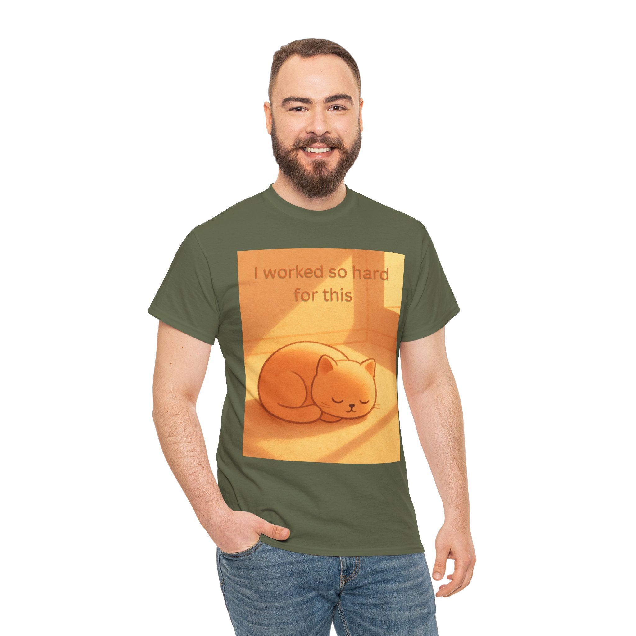 Funny Sleepy Cat T Shirt – I Worked So Hard For This Cosy Cat Graphic Tee