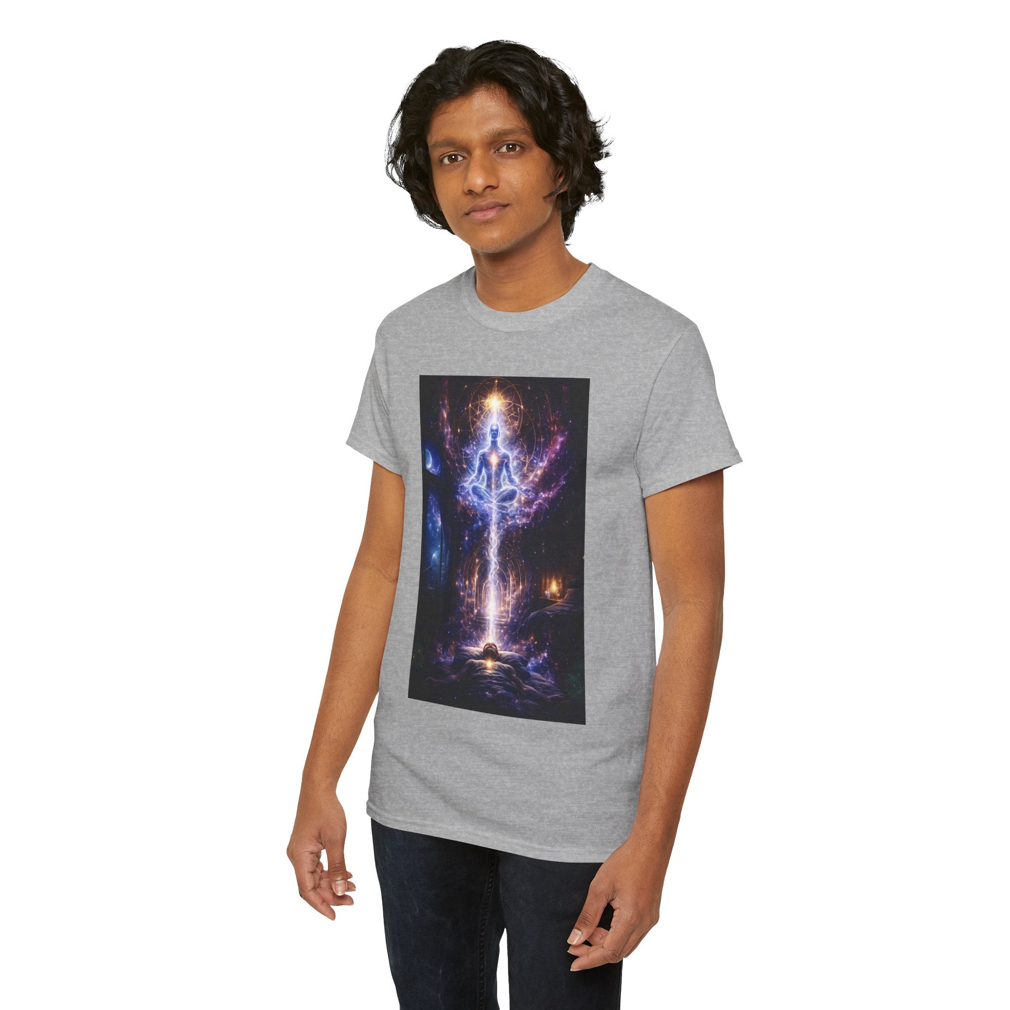 The Observer Spiritual Ascension T Shirt – Cosmic Meditation & Aura Art Graphic Tee