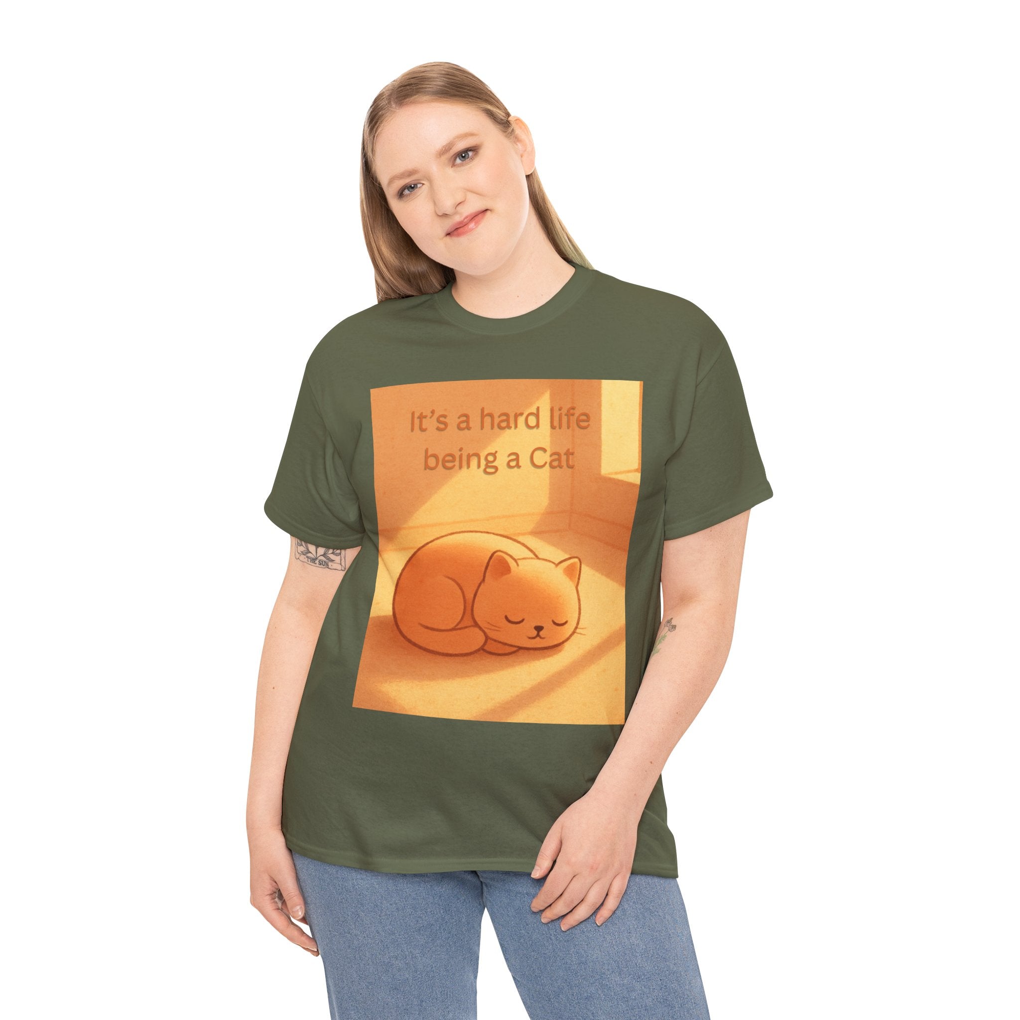 Funny Sleeping Cat T Shirt – It’s a Hard Life Being a Cat Cozy Cat Graphic Tee