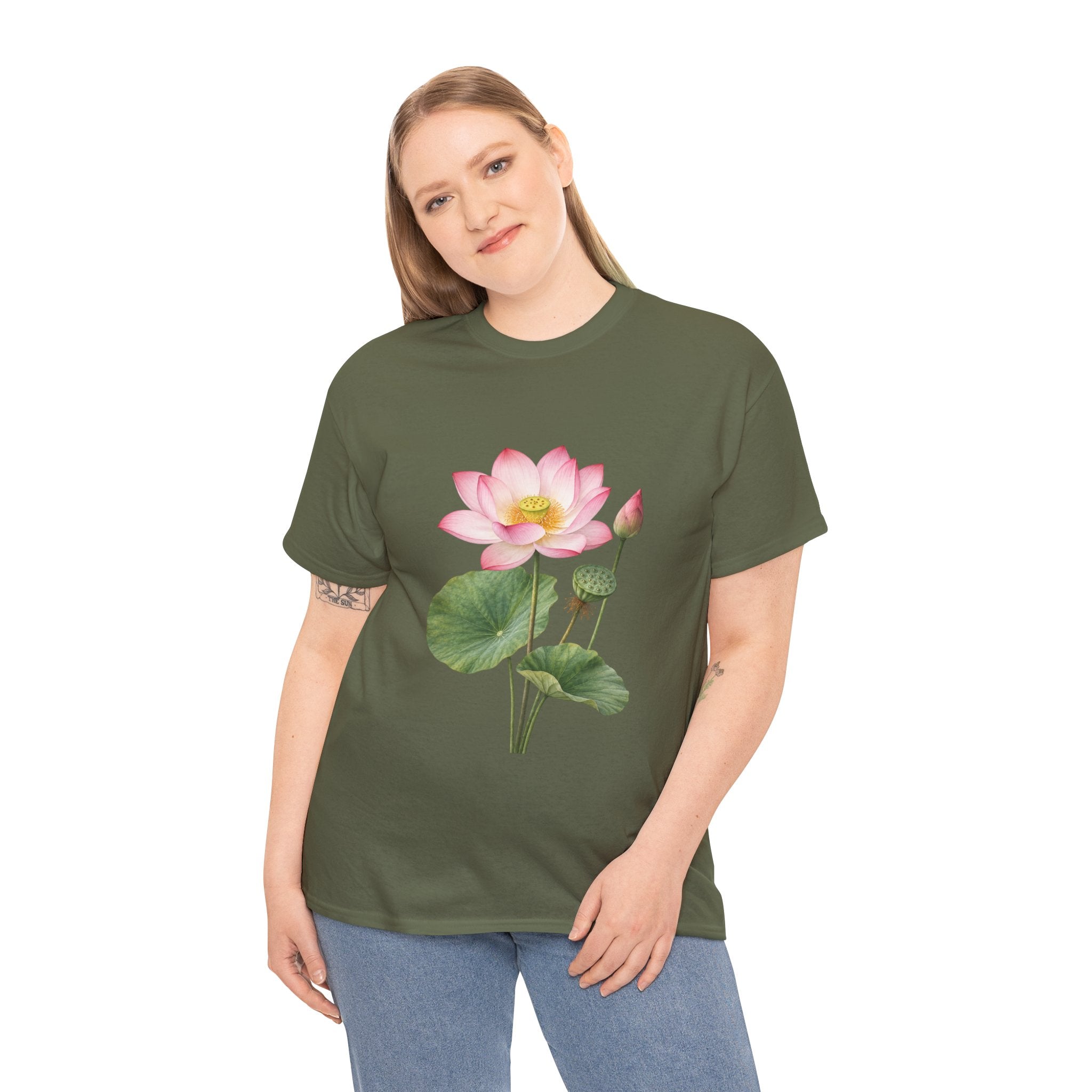 Pink Lotus Flower T Shirt – Botanical Floral Graphic Tee for Yoga, Meditation & Nature Lovers
