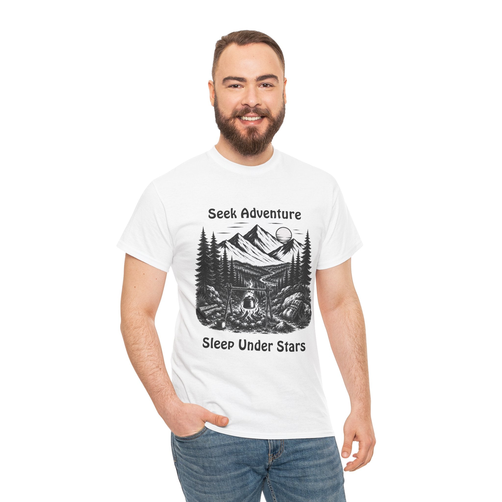 Seek Adventure Sleep Under Stars T Shirt – Vintage Camping Hiking Mountain Graphic Tee