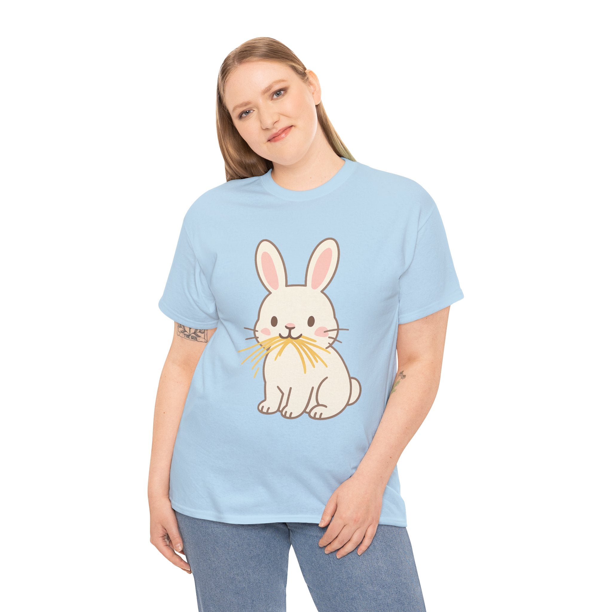 Cute Bunny Eating Hay T Shirt – Adorable Cartoon Rabbit Graphic Tee