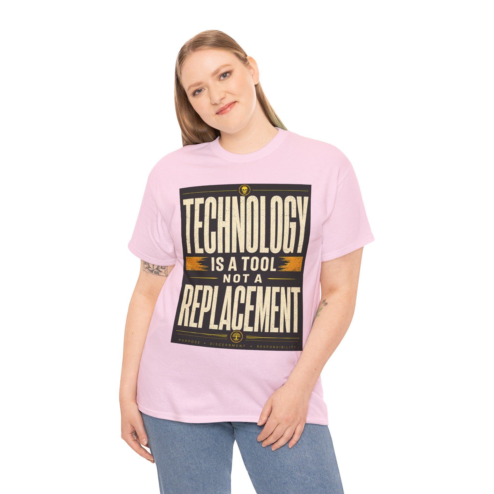 Technology Is A Tool Not A Replacement T Shirt – Retro AI Philosophy Graphic Tee