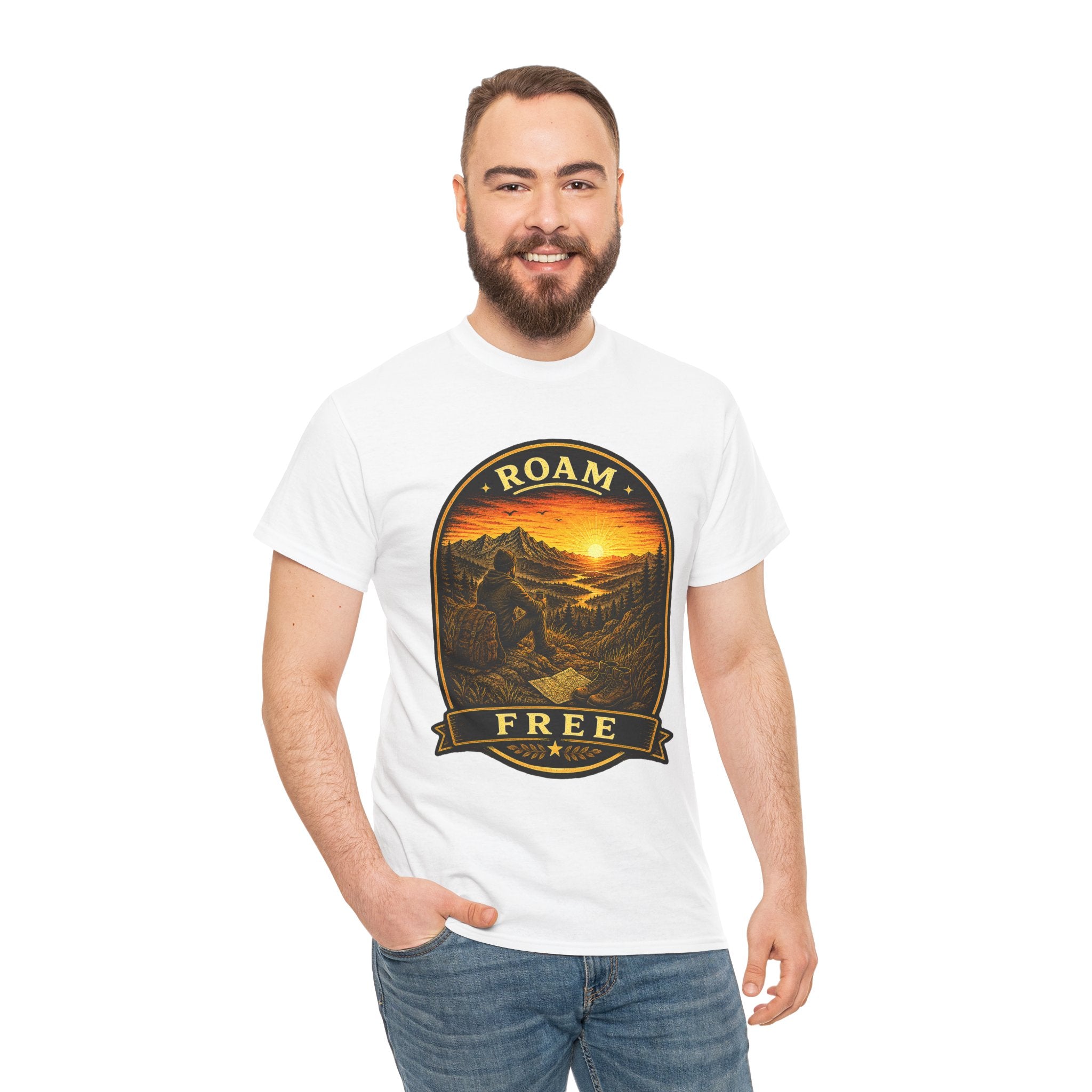 Roam Free Hiking T Shirt – Vintage Mountain Adventure Camping Graphic Tee