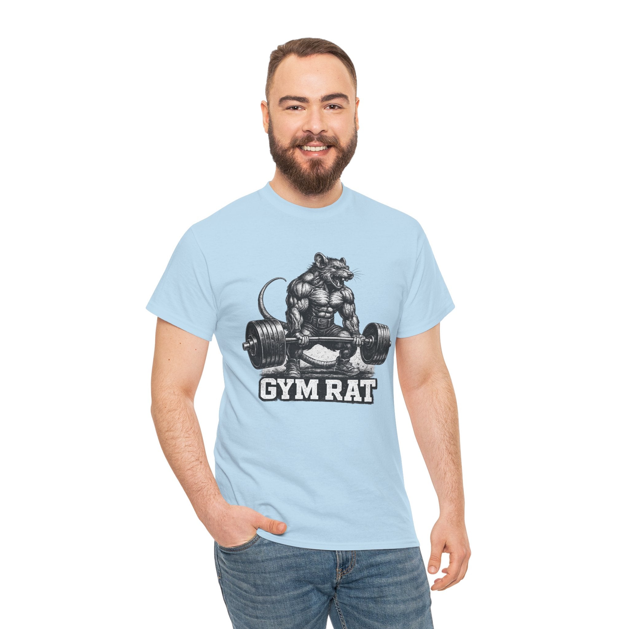 Gym Rat T-Shirt – Muscular Rat Deadlift Weightlifting Graphic Tee
