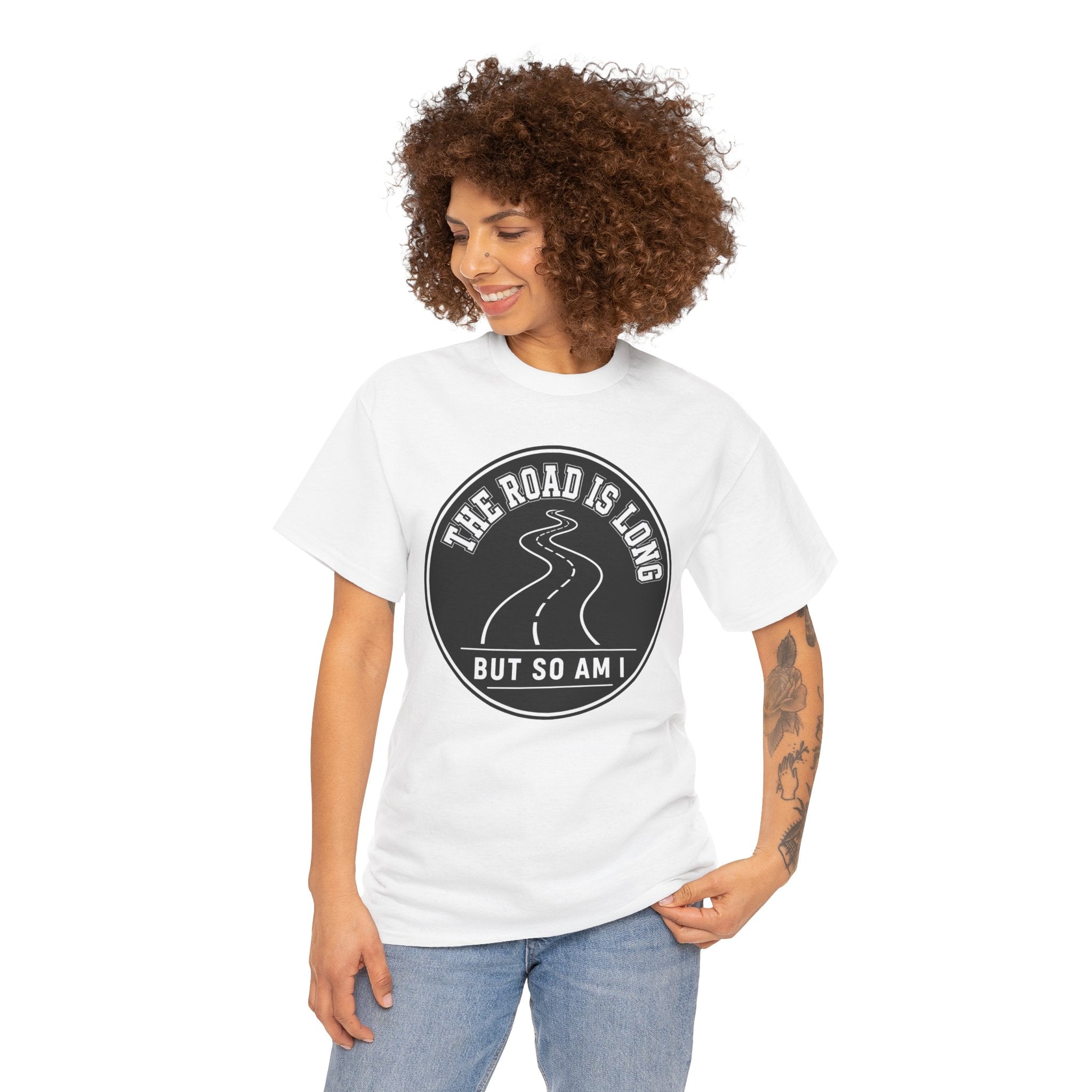 The Road Is Long But So Am I T-Shirt – Funny Endurance Running Graphic Tee