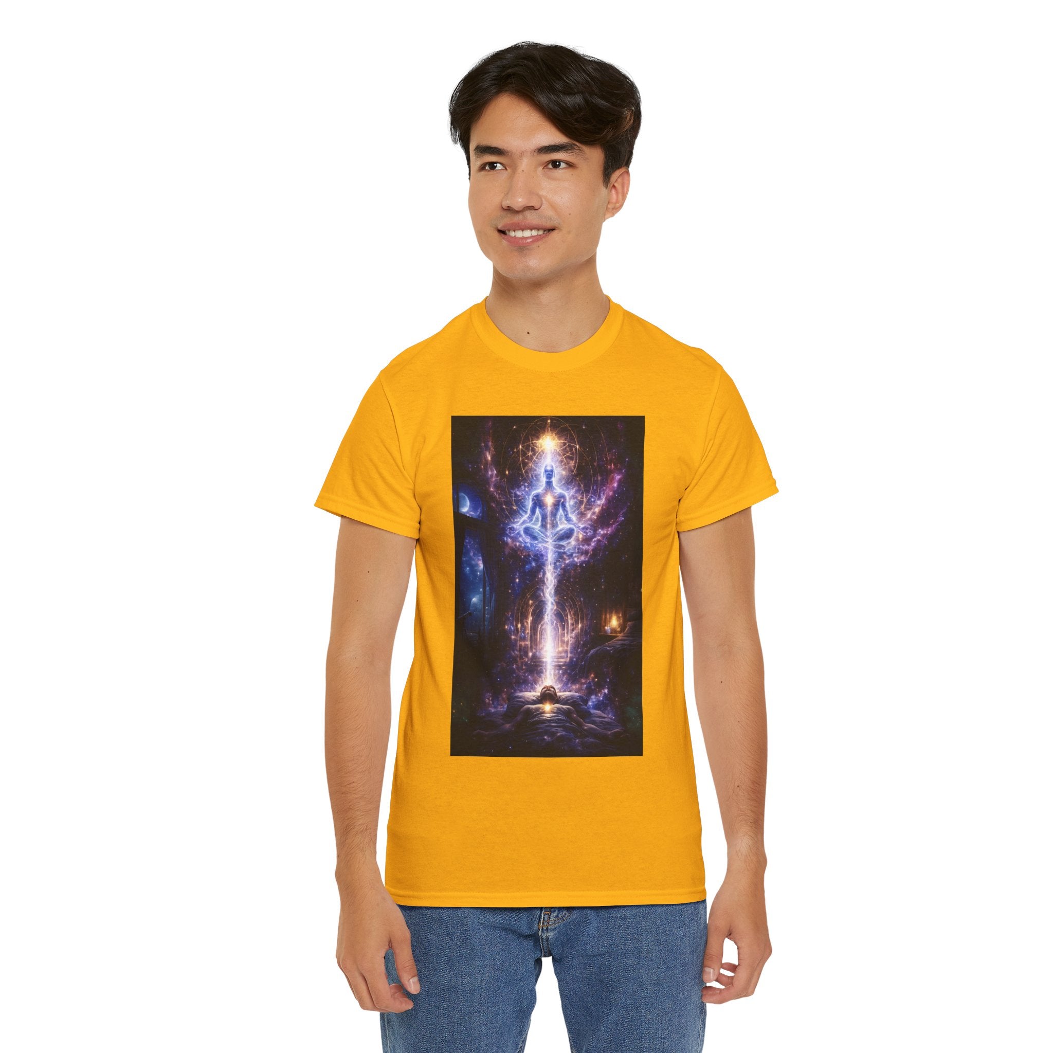 The Observer Spiritual Ascension T Shirt – Cosmic Meditation & Aura Art Graphic Tee