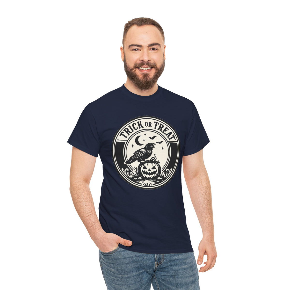 Trick or Treat Vintage Badge Halloween Graphic T-Shirt | WildOrbit