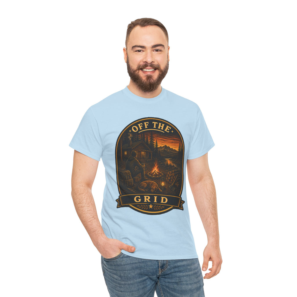 Off The Grid Camping T Shirt – Vintage Outdoor Campfire Adventure Graphic Tee