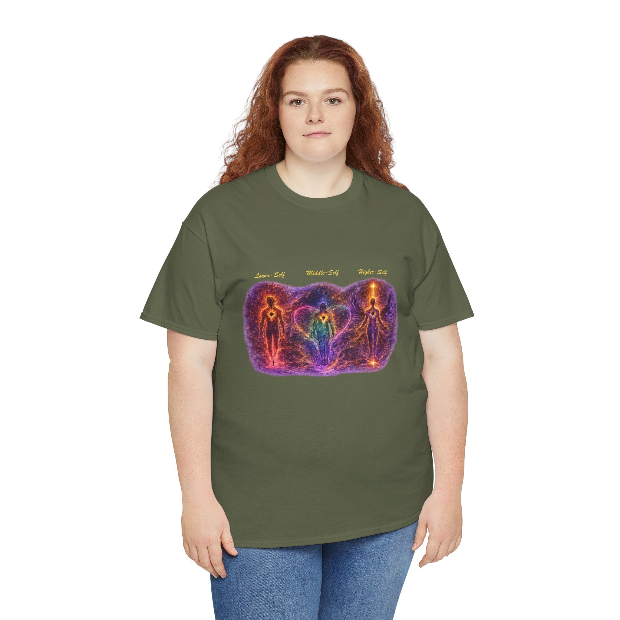 Lower Middle Higher Self Mystic Energy Tee — Cosmic Chakra Spirit Artwork T Shirt