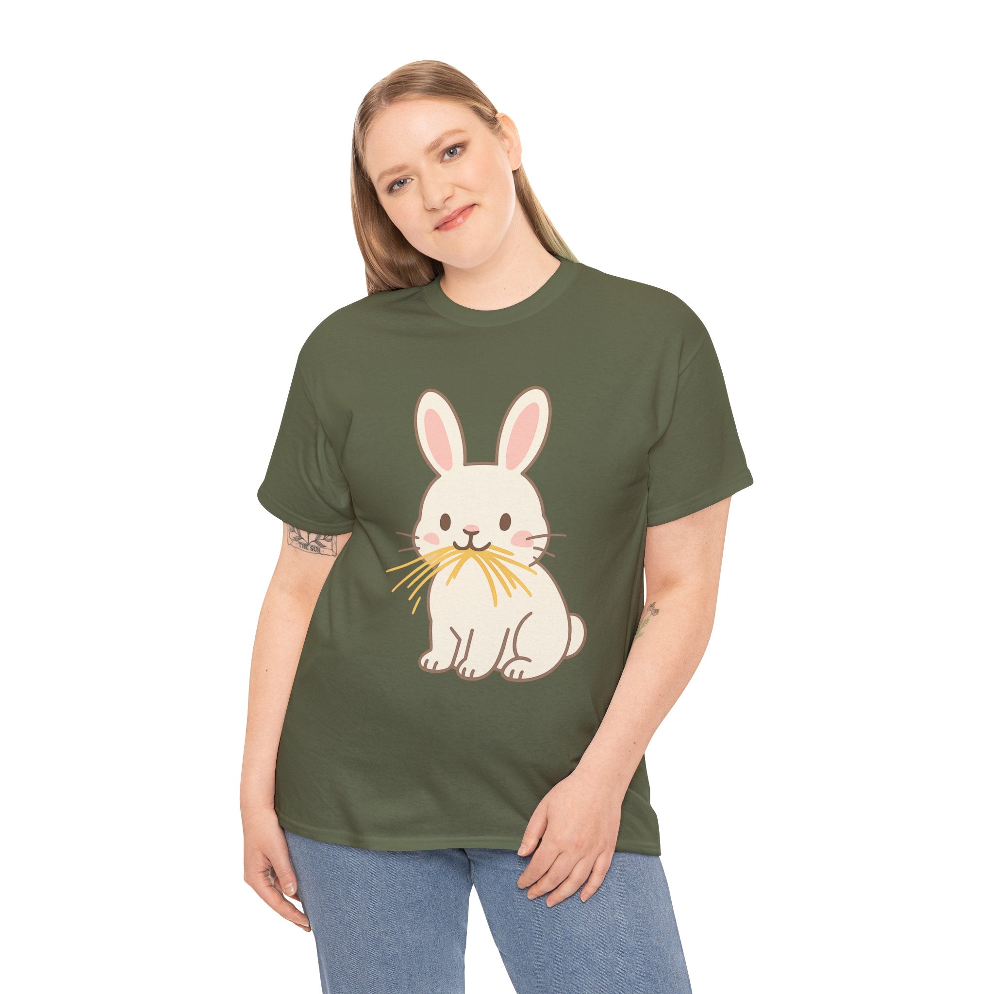 Cute Bunny Eating Hay T Shirt – Adorable Cartoon Rabbit Graphic Tee