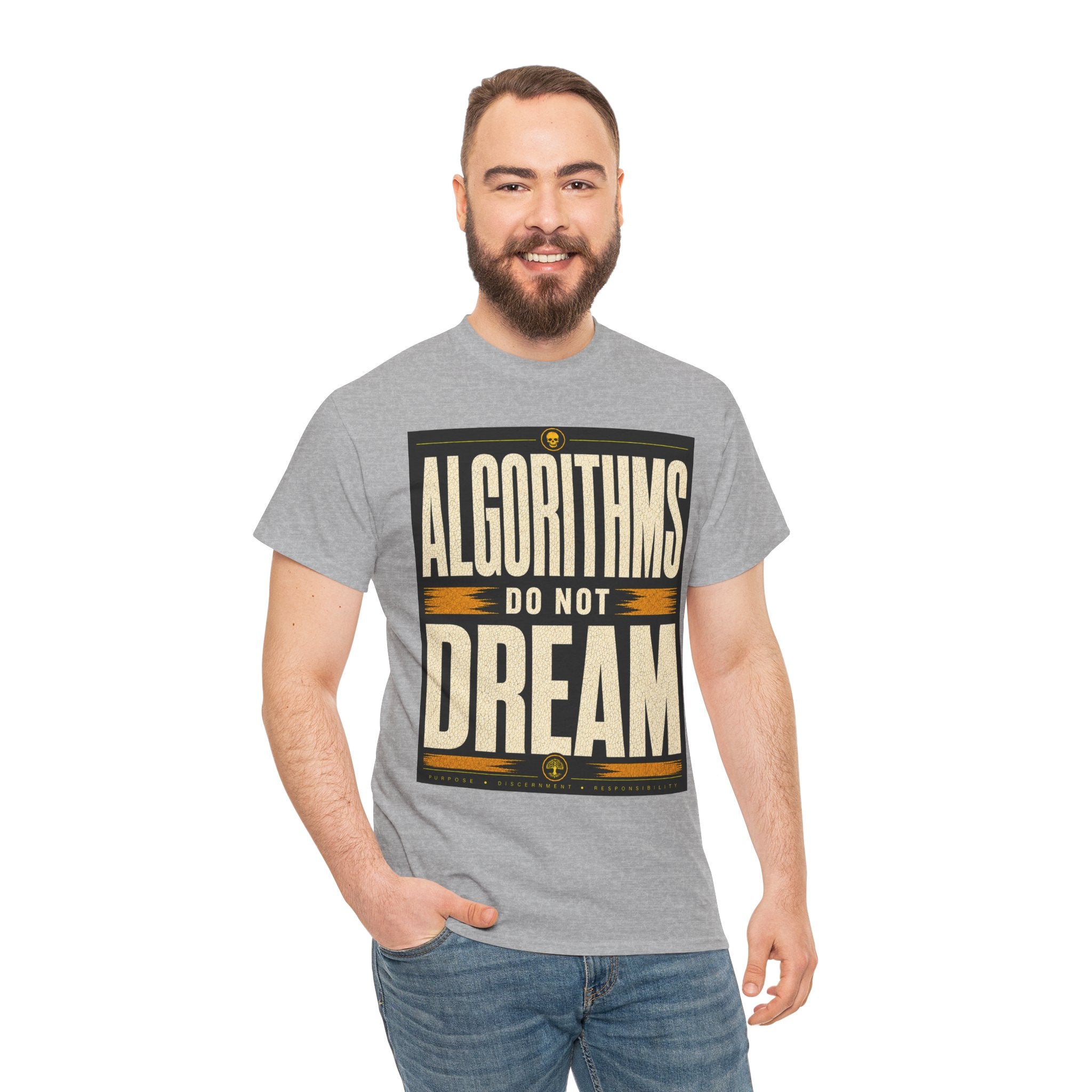 Algorithms Do Not Dream T Shirt – Retro AI Philosophy Graphic Tee