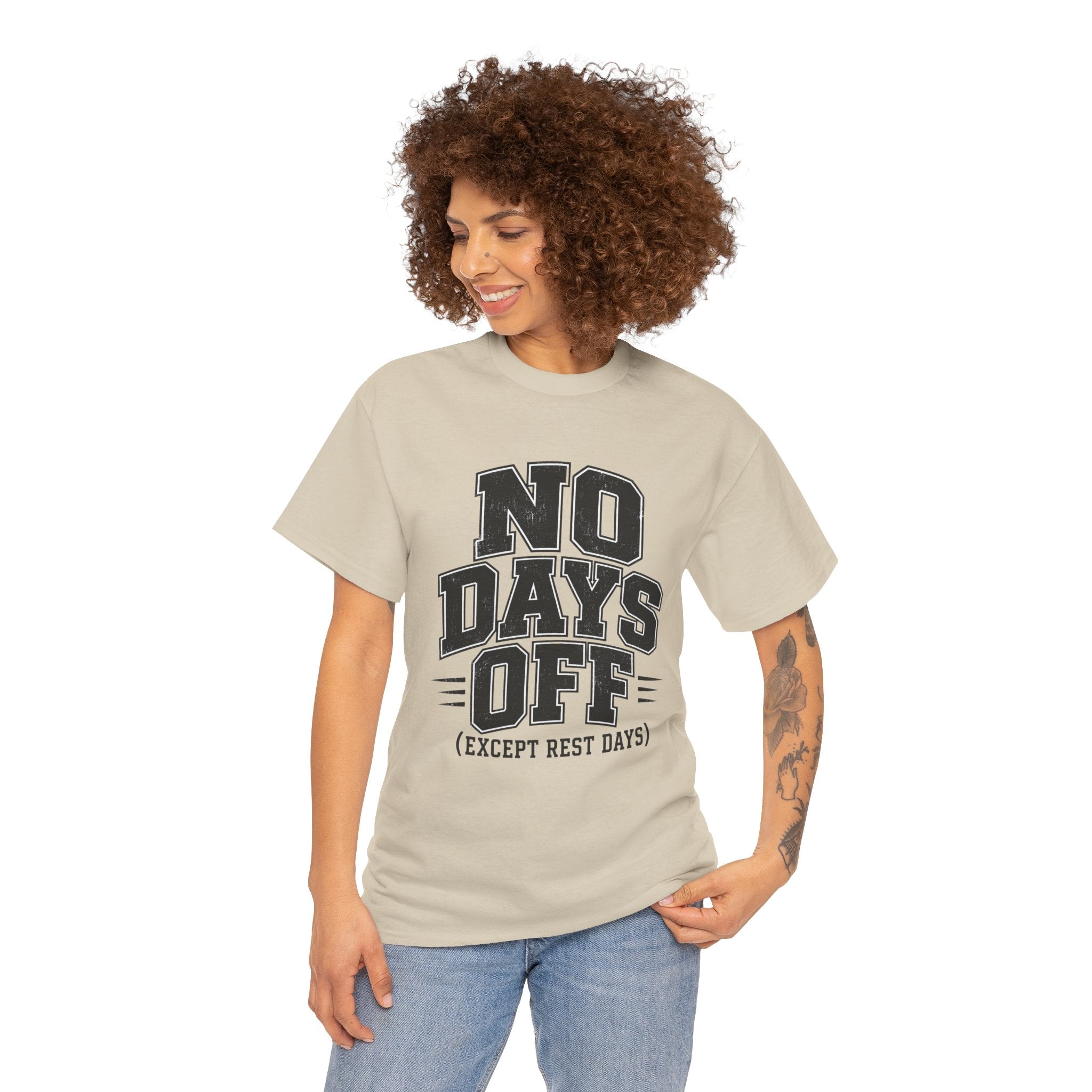 No Days Off (Except Rest Days) T-Shirt Light – Funny Gym Motivation Graphic Tee