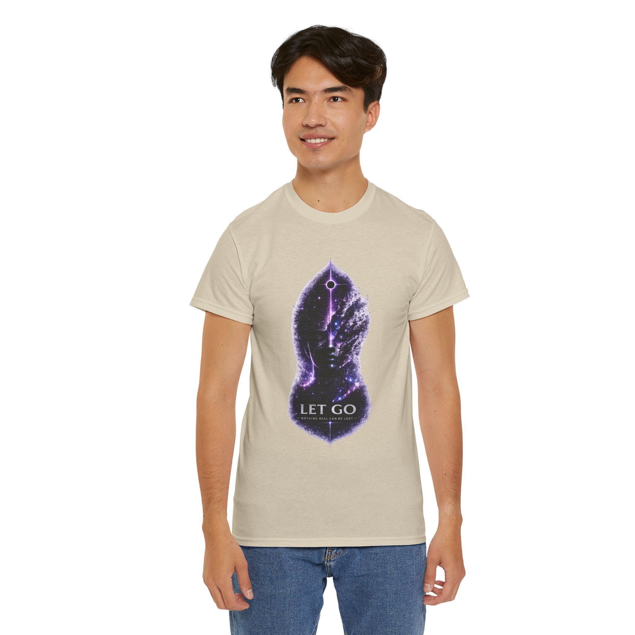 Let Go Spiritual Meditation T Shirt – Cosmic Mindfulness Graphic Tee
